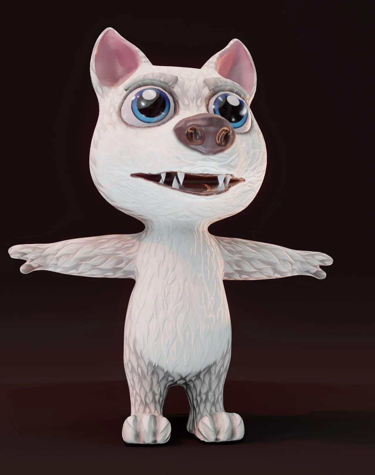 Cartoon White Wolf Animated 3D Model
