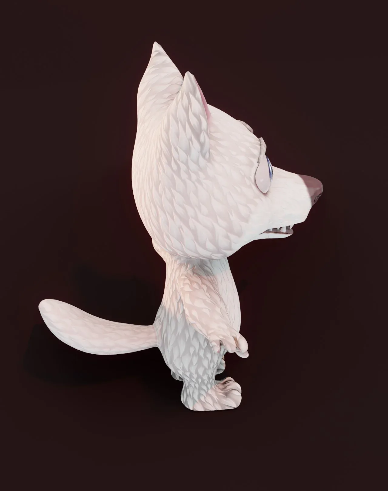 Cartoon White Wolf Animated 3D Model