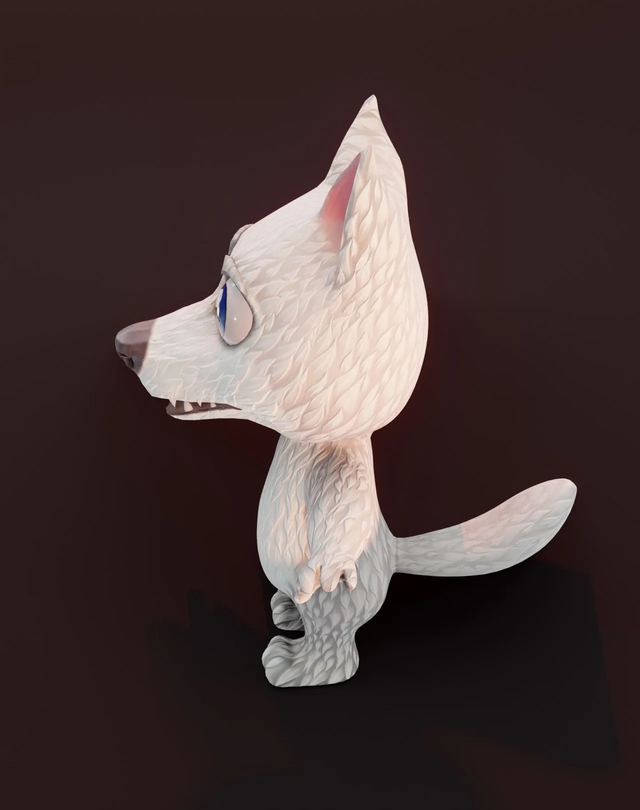 Cartoon White Wolf Animated 3D Model