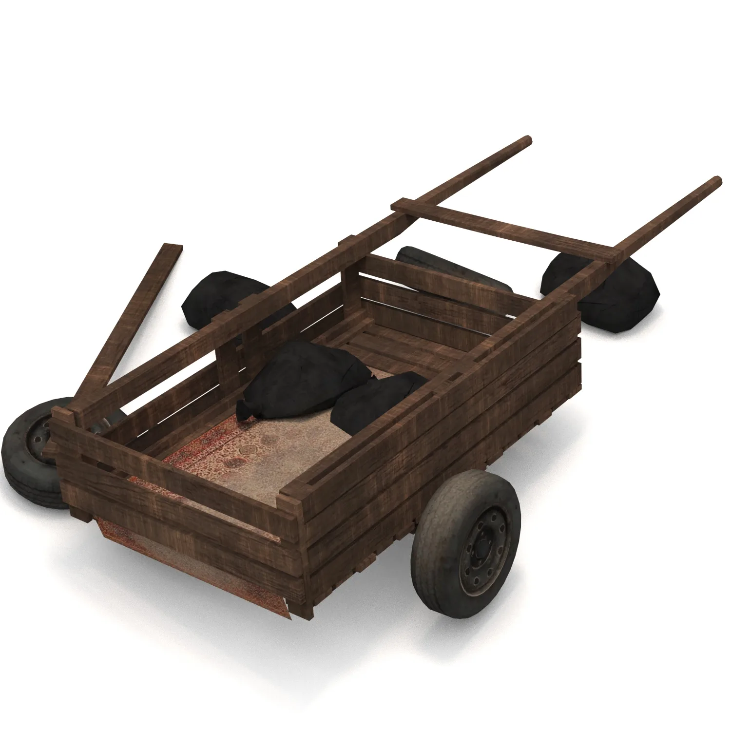 Low Poly Donkey Cart - Game Ready Vehicle