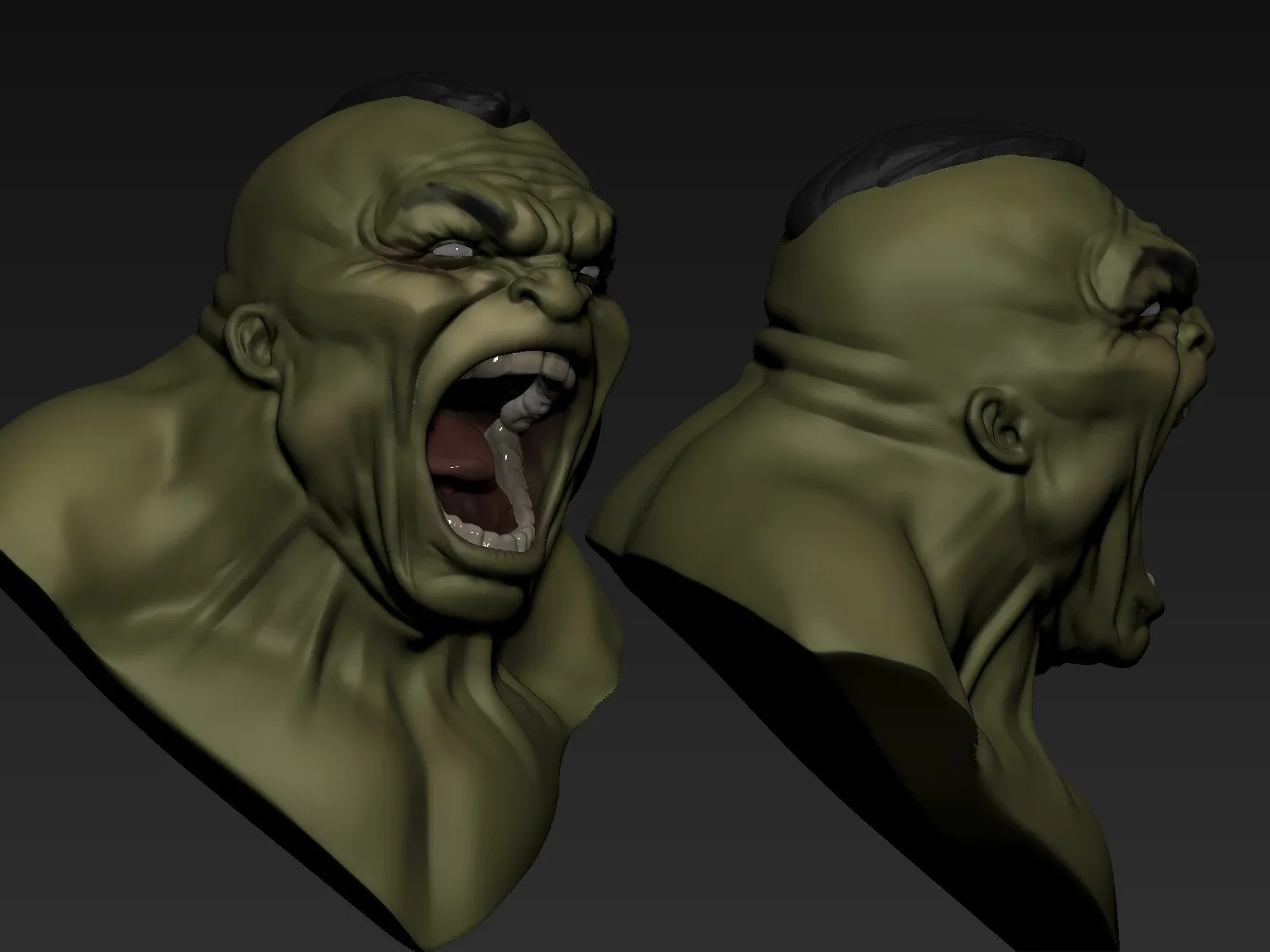 Hulk Comic Screaming basemesh