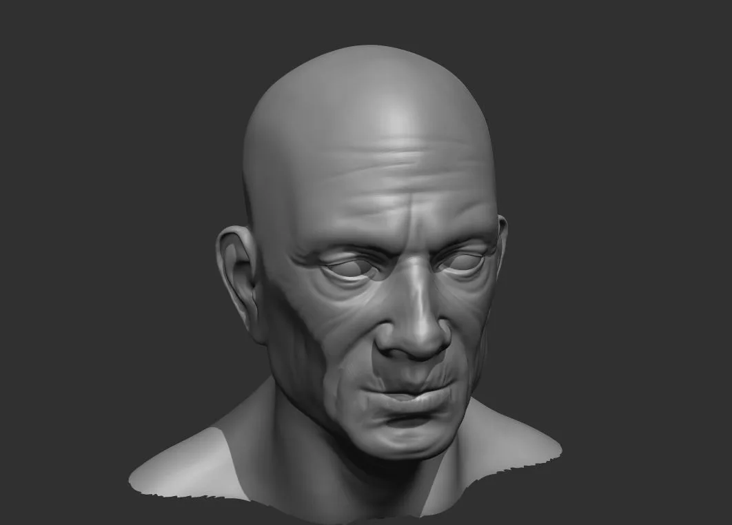 Old Male Head Realistic Base Mesh 3D Model