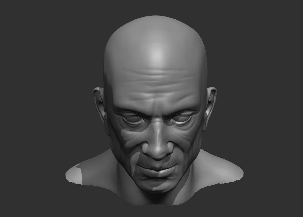 Old Male Head Realistic Base Mesh 3D Model