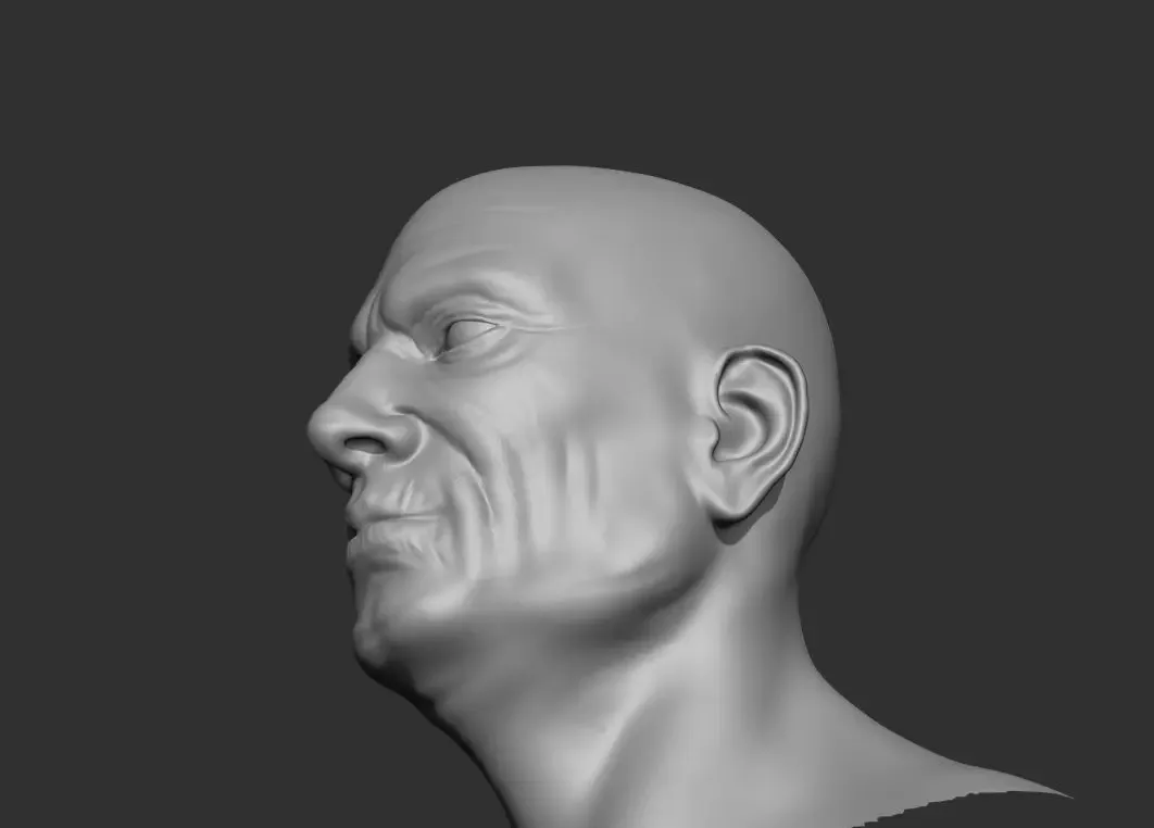 Old Male Head Realistic Base Mesh 3D Model