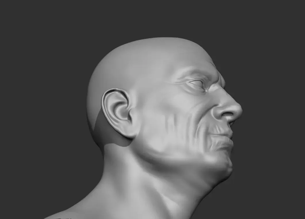 Old Male Head Realistic Base Mesh 3D Model