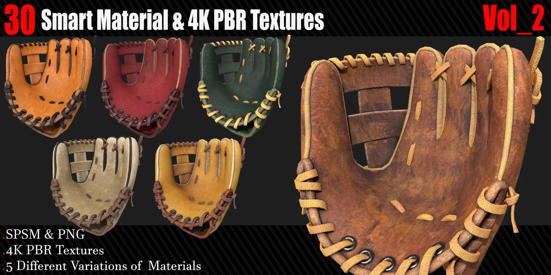 30 High Quality and Procedural Smart Materials + 4K PBR Texture Vol 2