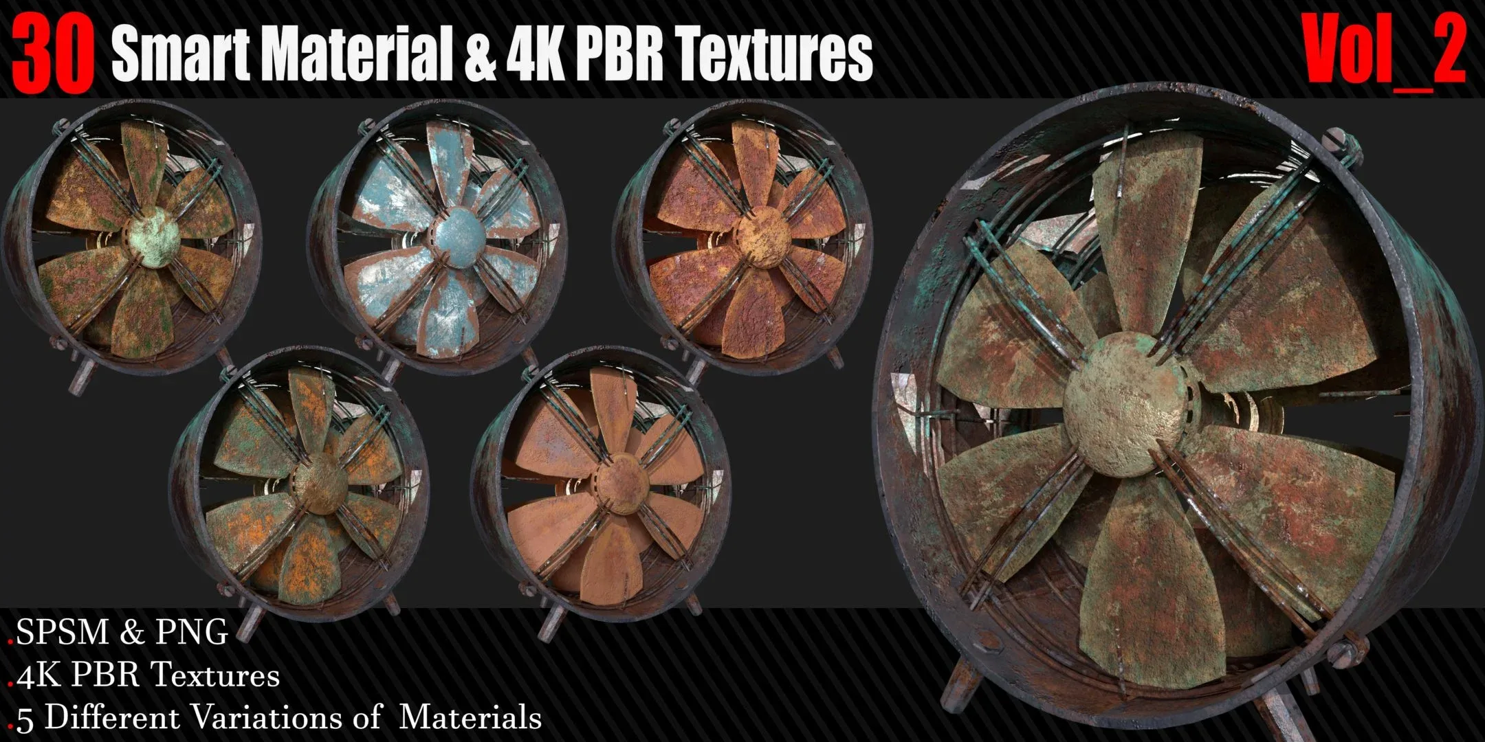 30 High Quality and Procedural Smart Materials + 4K PBR Texture Vol 2