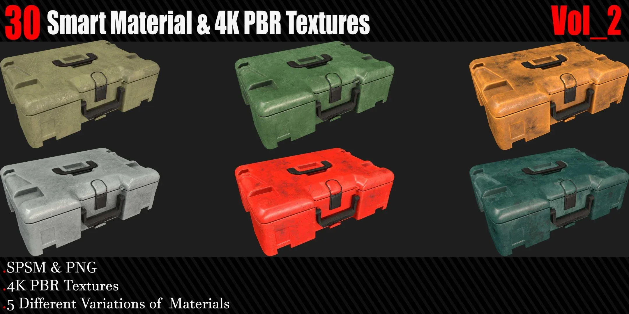 30 High Quality and Procedural Smart Materials + 4K PBR Texture Vol 2