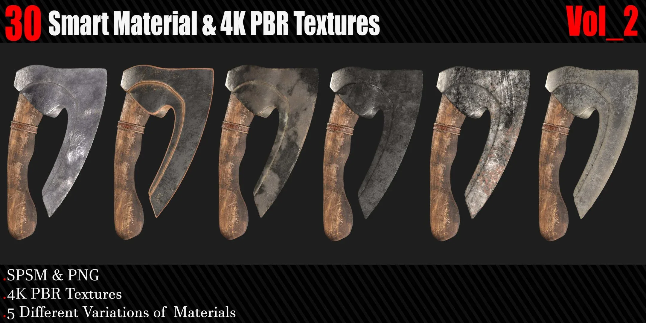 30 High Quality and Procedural Smart Materials + 4K PBR Texture Vol 2