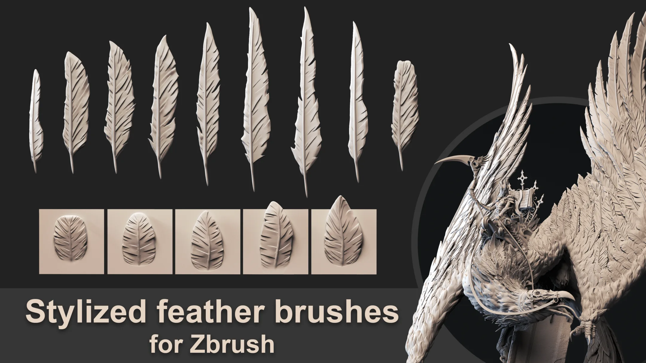 Stylized Feather Brushes for Zbrush