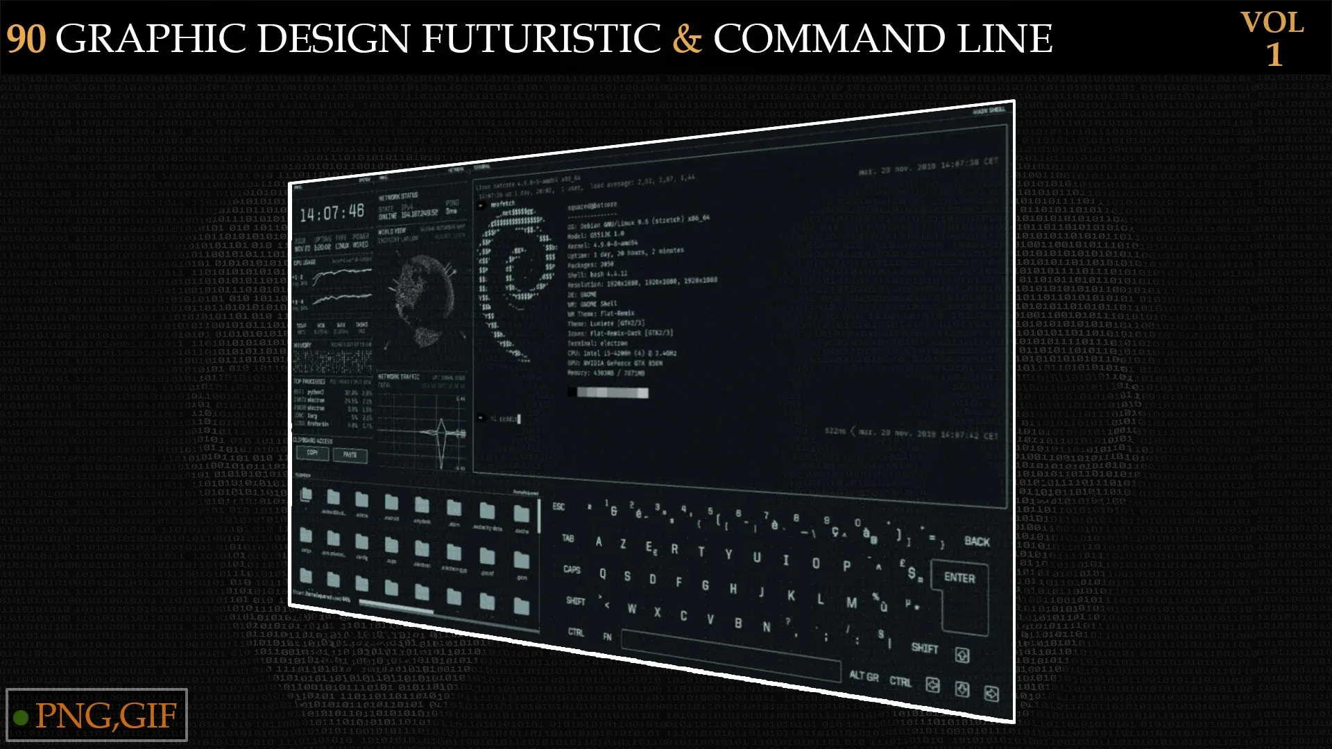 90 Graphic Design Futuristic & Command Line -vol 1