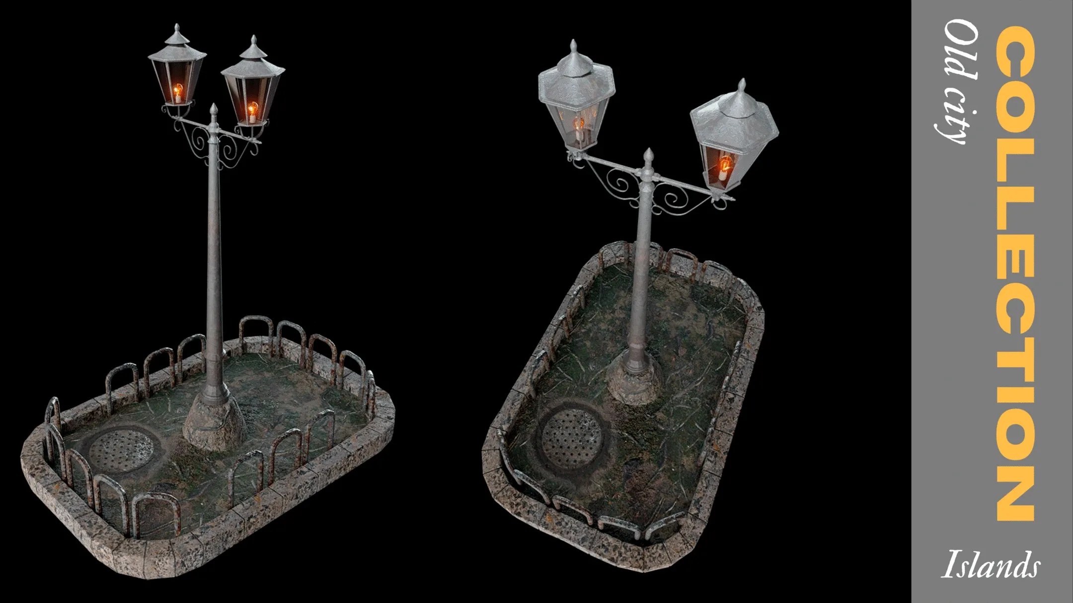 Old pole and flowerbed 3d model