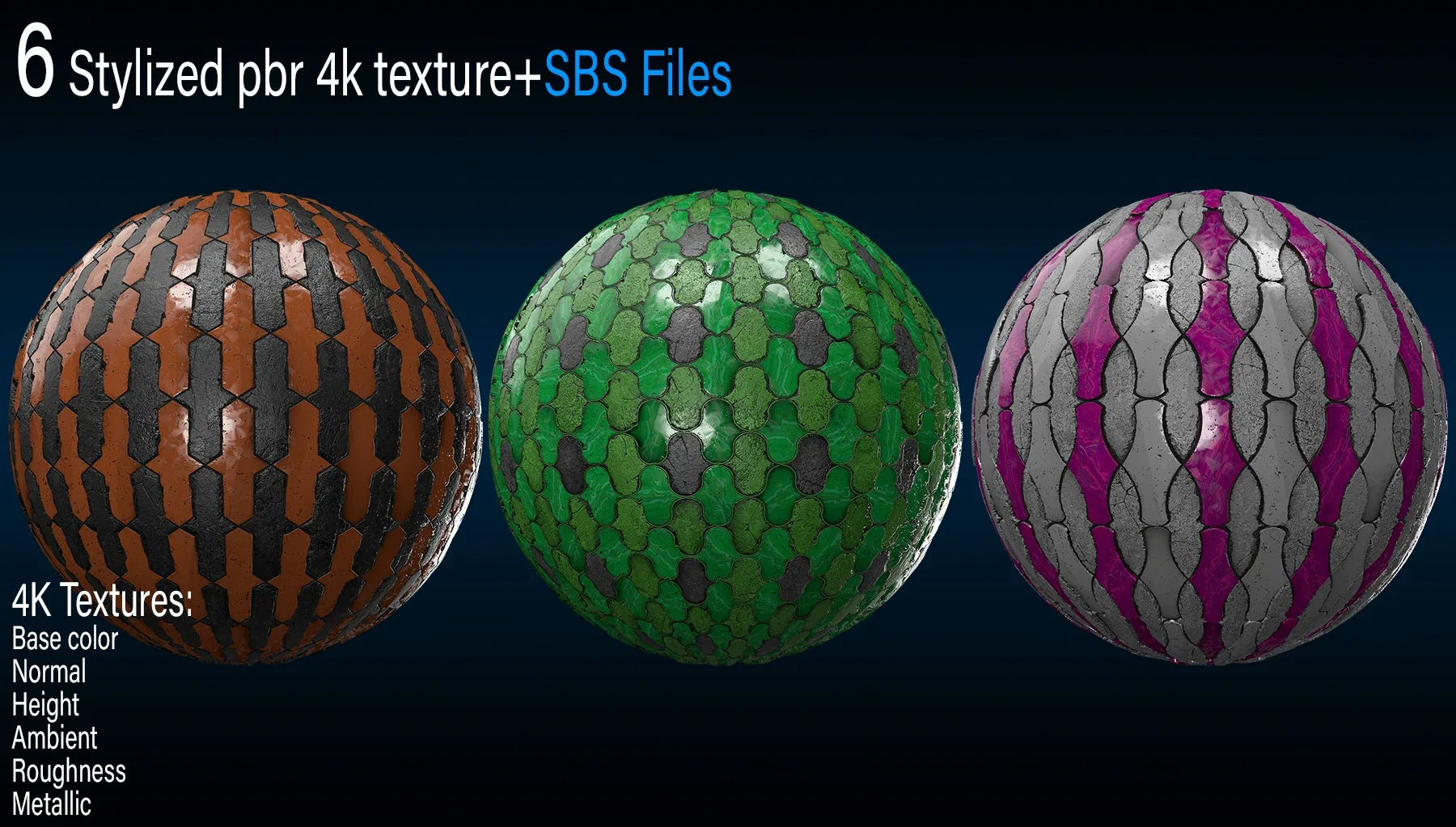 6 Stylized pbr 4k texture + sbs files