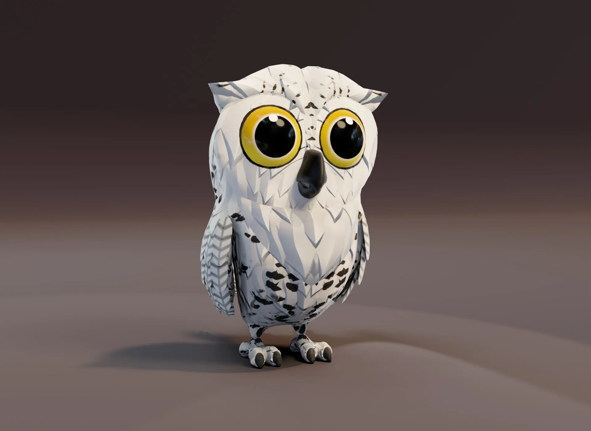 Cartoon Snowy Owl Rigged 3D Model