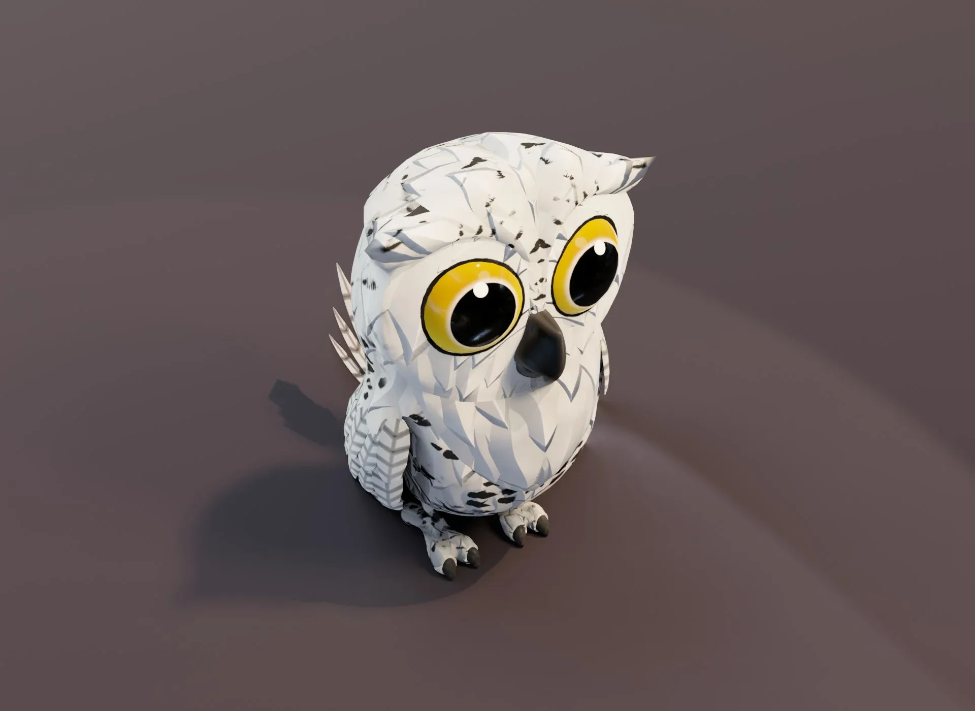 Cartoon Snowy Owl Rigged 3D Model