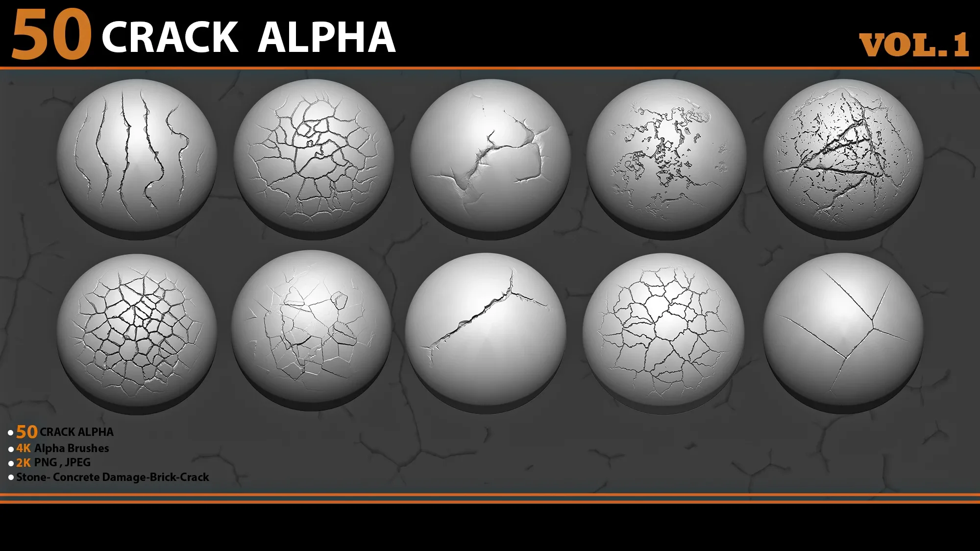 50 crack brushes+4k alpha