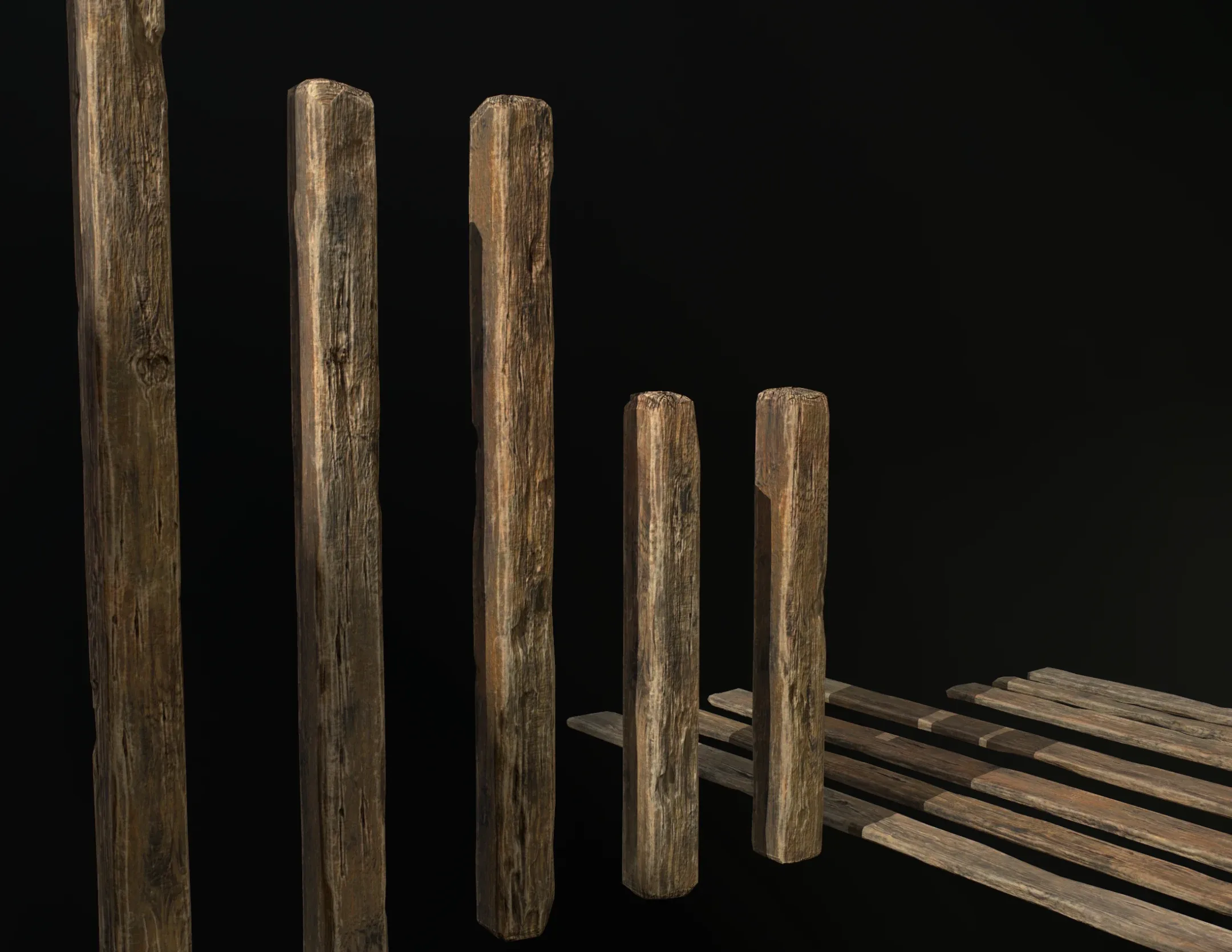 Old Wooden planks poles and beams 26 pieces