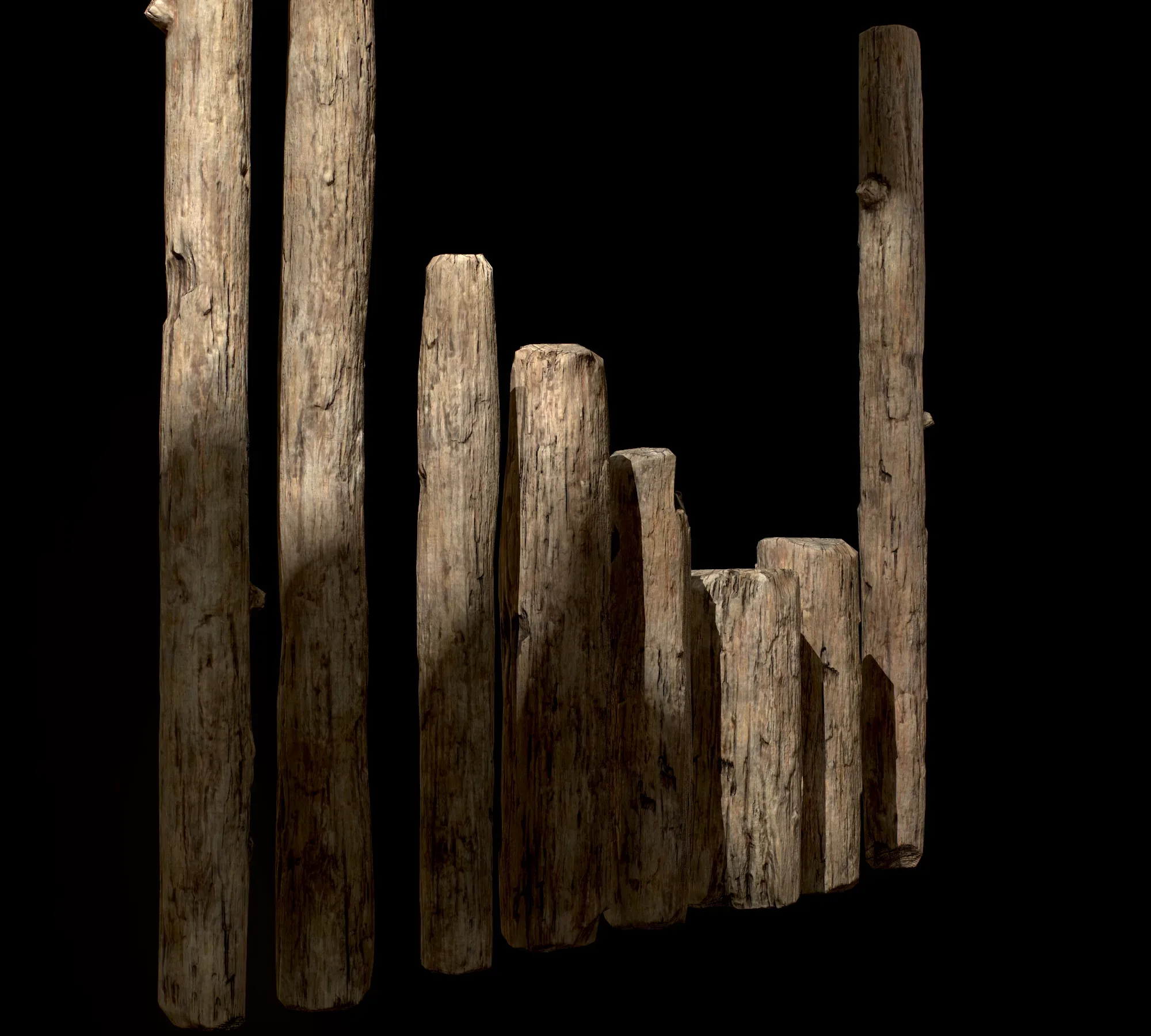 Old Wooden planks poles and beams 26 pieces