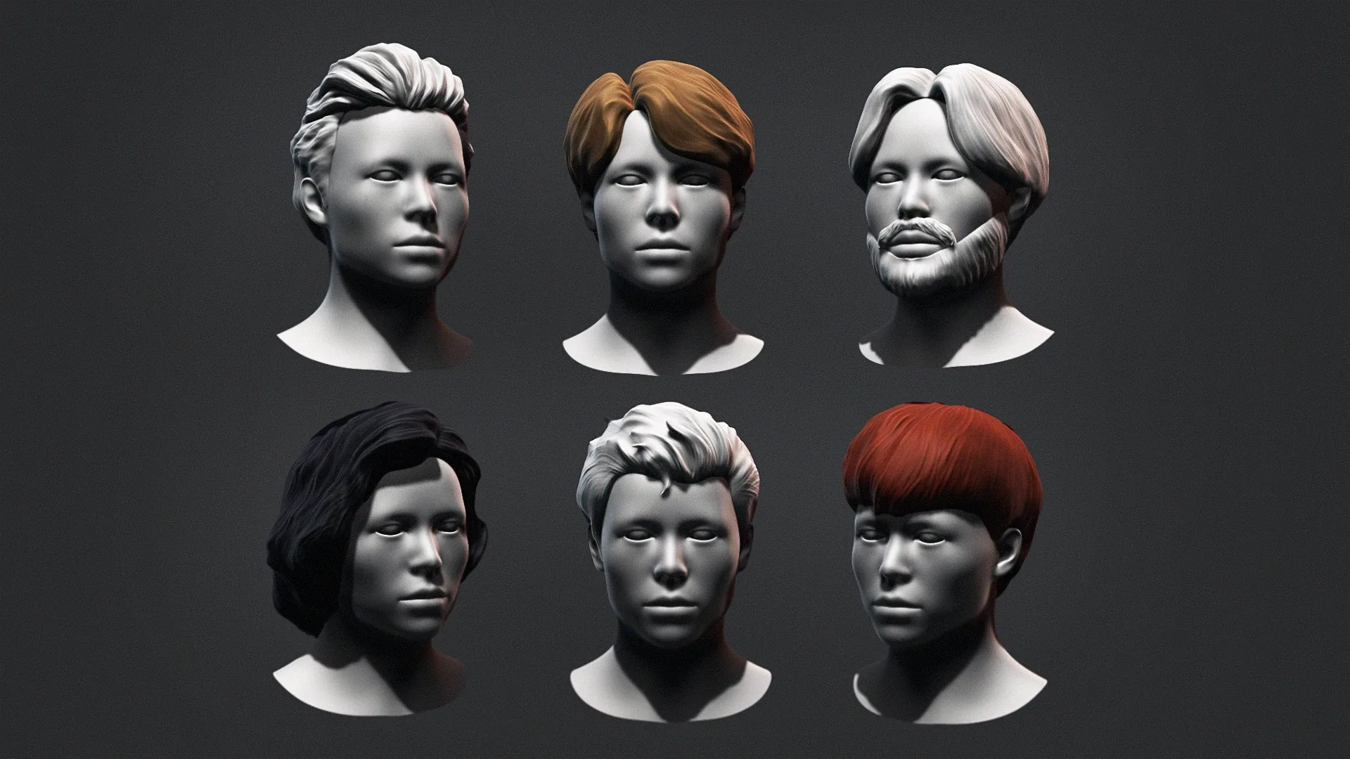 Hair - Low Poly Male Hairstyle Kitbash