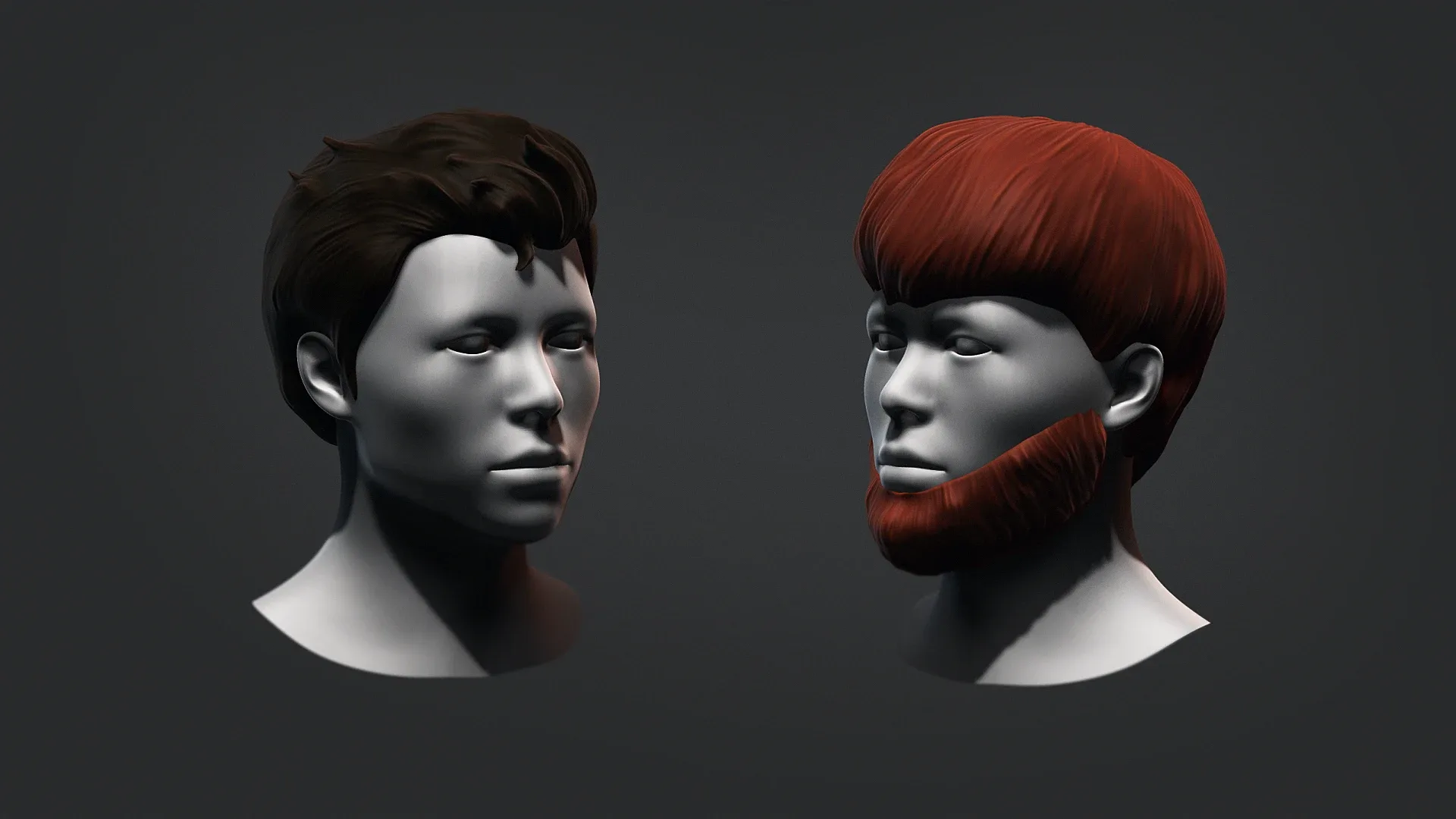 Hair - Low Poly Male Hairstyle Kitbash