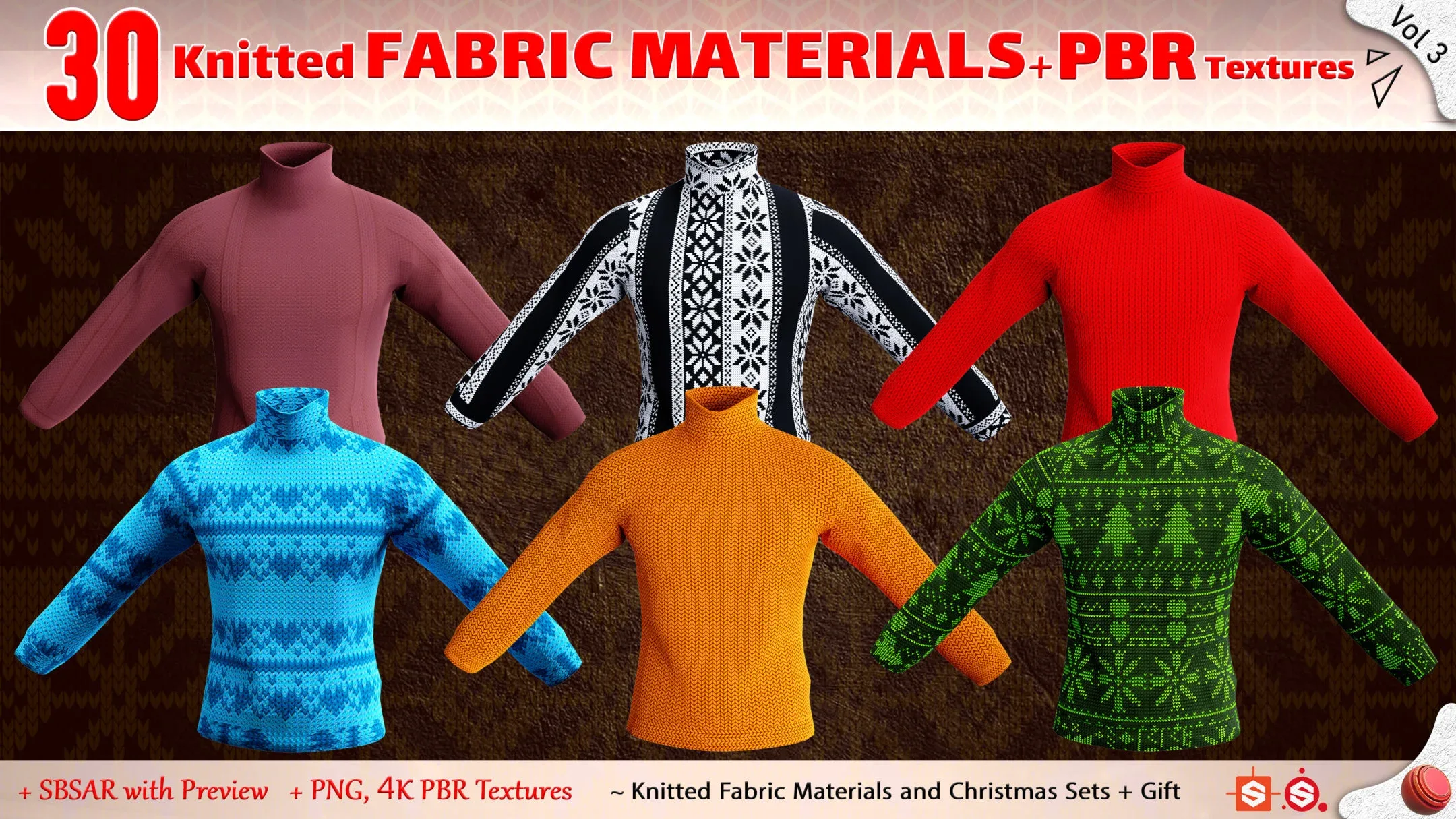 30 Knitted Fabric Materials + PBR Textures (Practical & Unique) - Vol 3