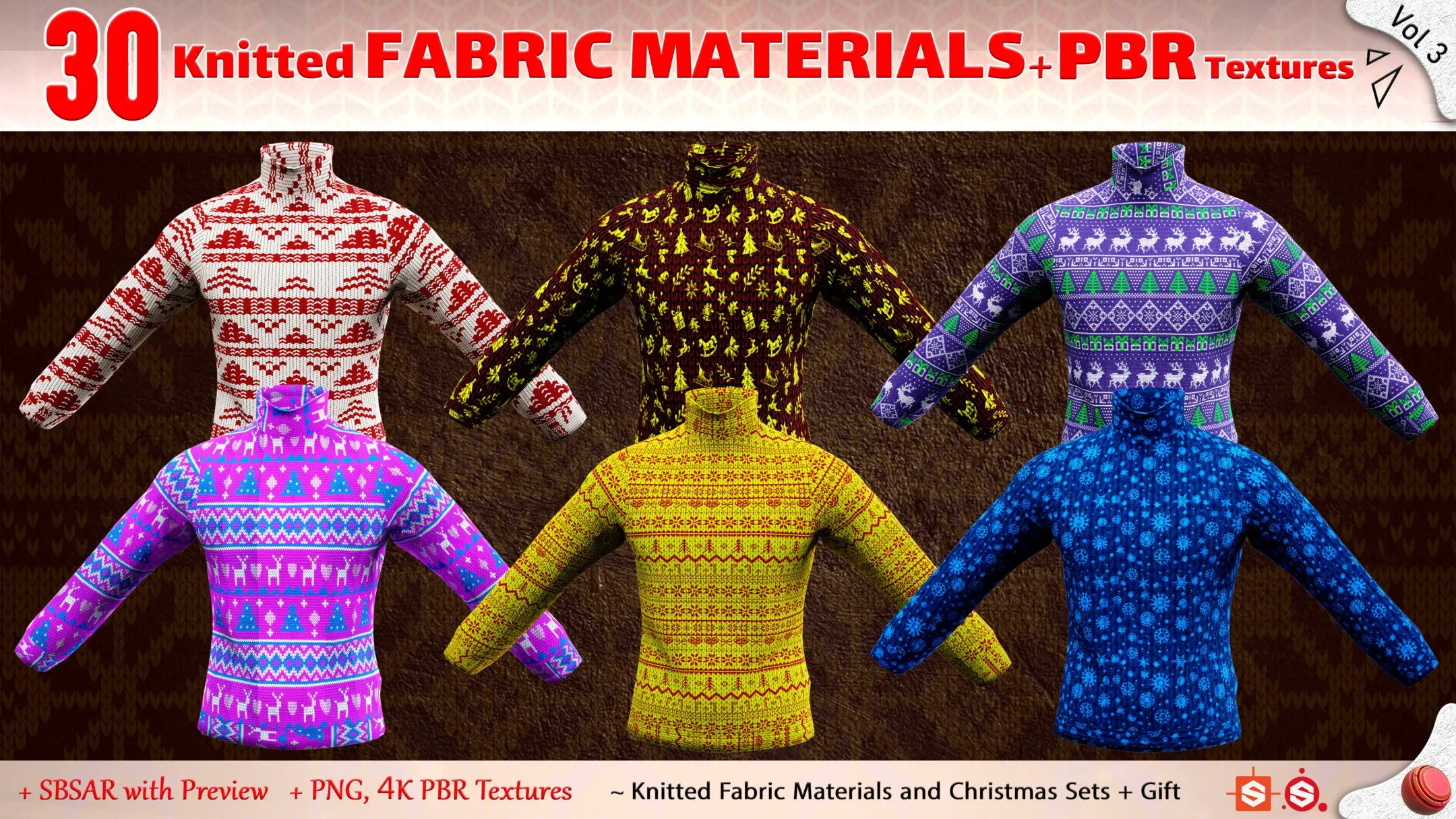 30 Knitted Fabric Materials + PBR Textures (Practical & Unique) - Vol 3