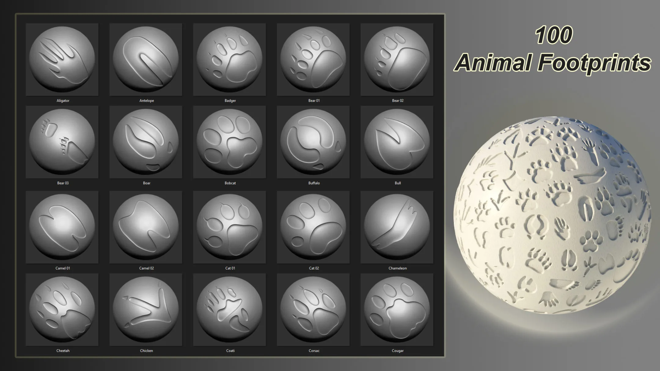 100 Animal Footprints brush & alpha