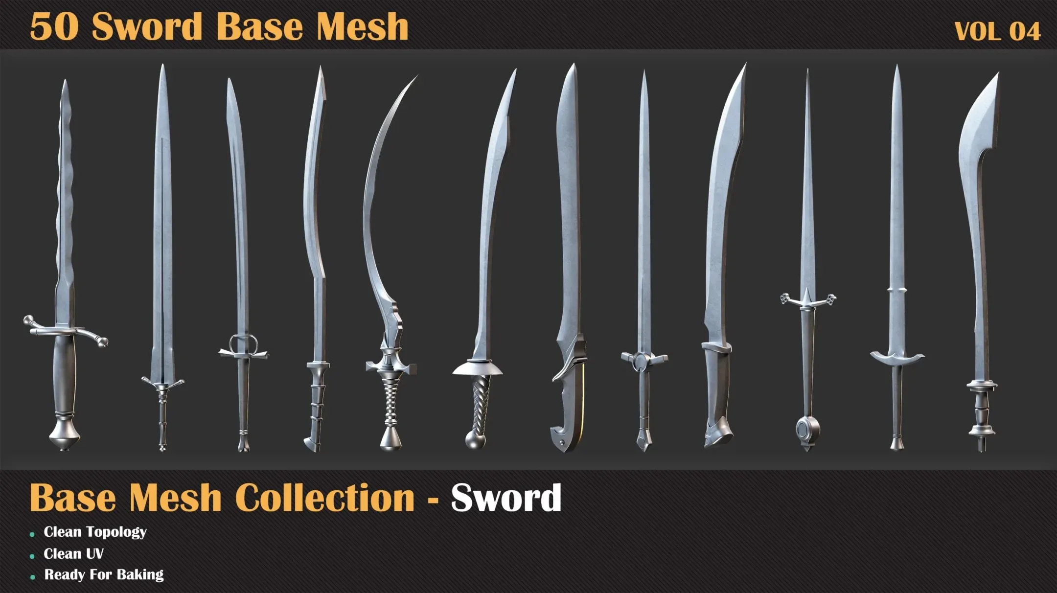 50 Sword Base Mesh - VOL 04 ( Game Ready )