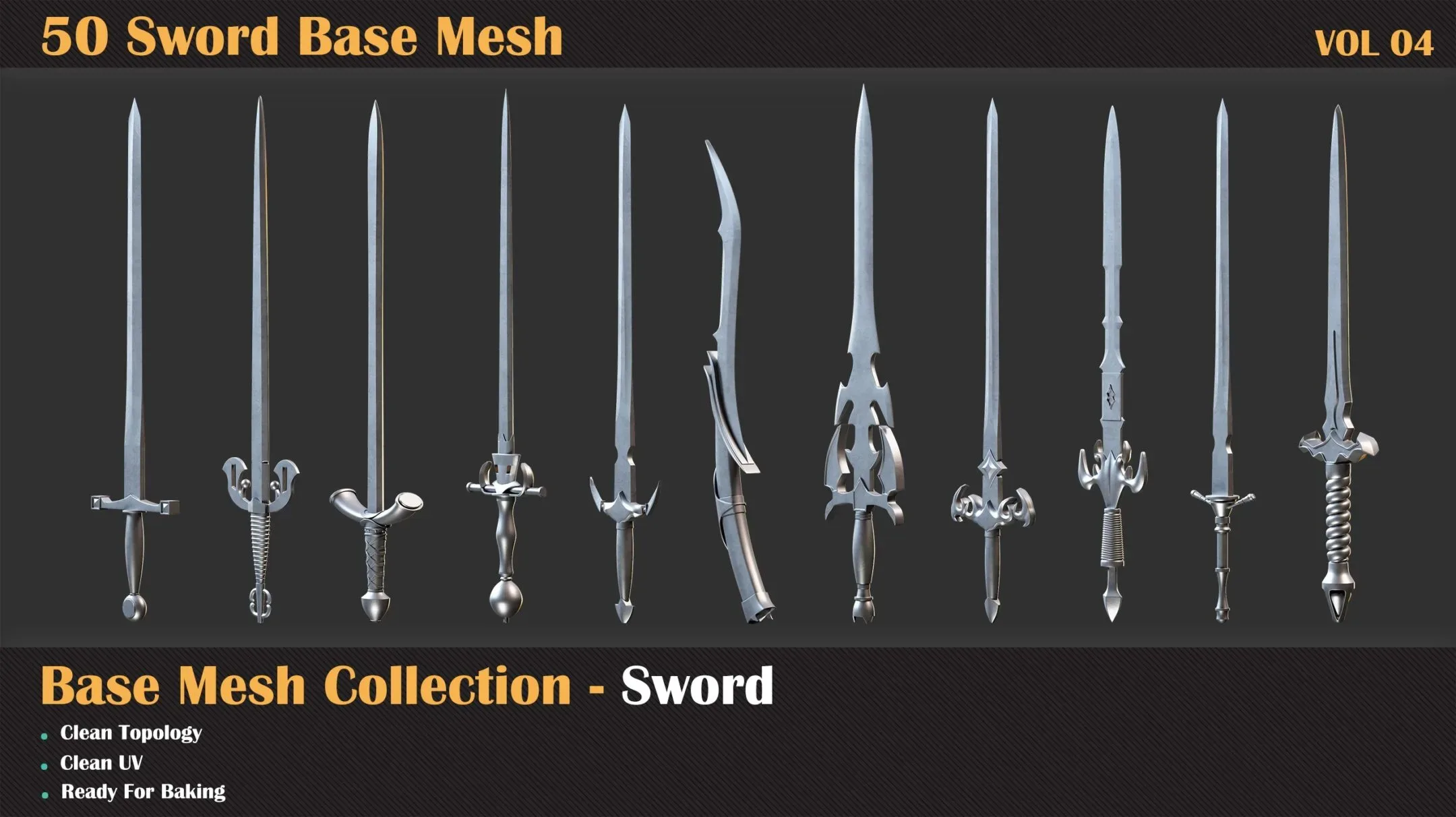 50 Sword Base Mesh - VOL 04 ( Game Ready )