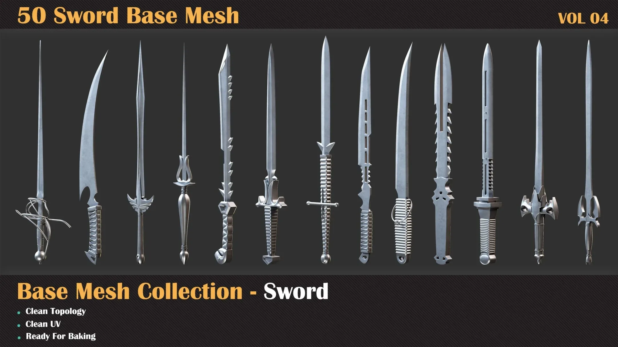 50 Sword Base Mesh - VOL 04 ( Game Ready )