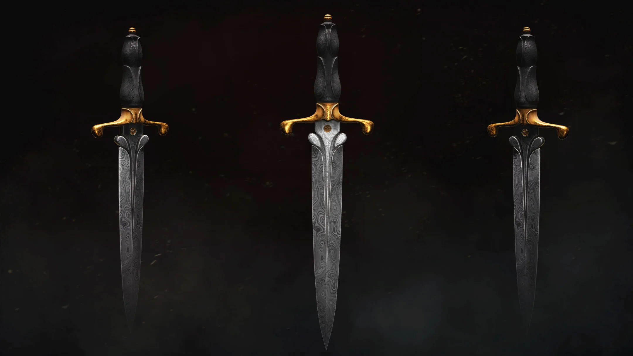 Medieval dagger with damasc blade