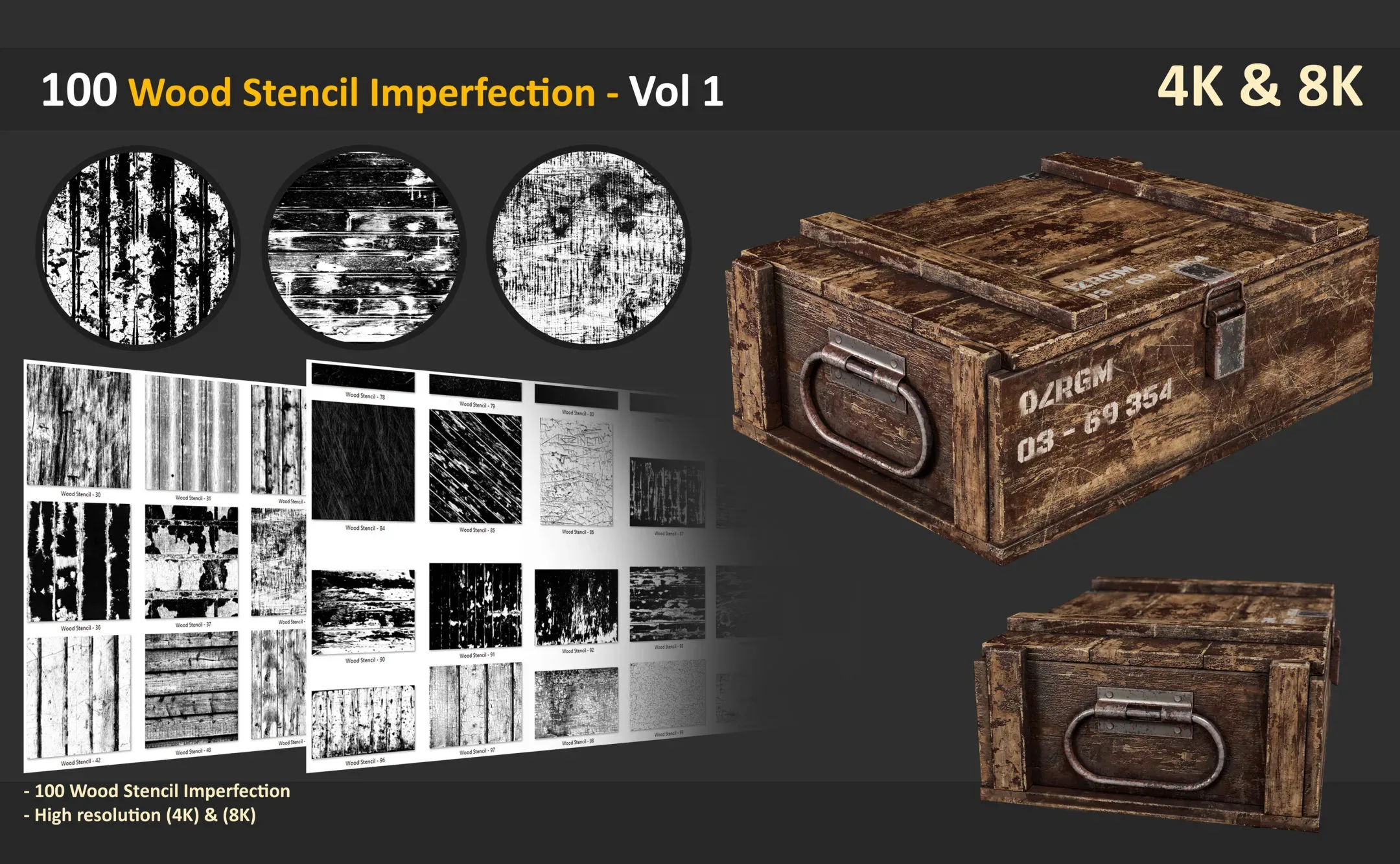 100 Wood Stencil Imperfection - Vol 1