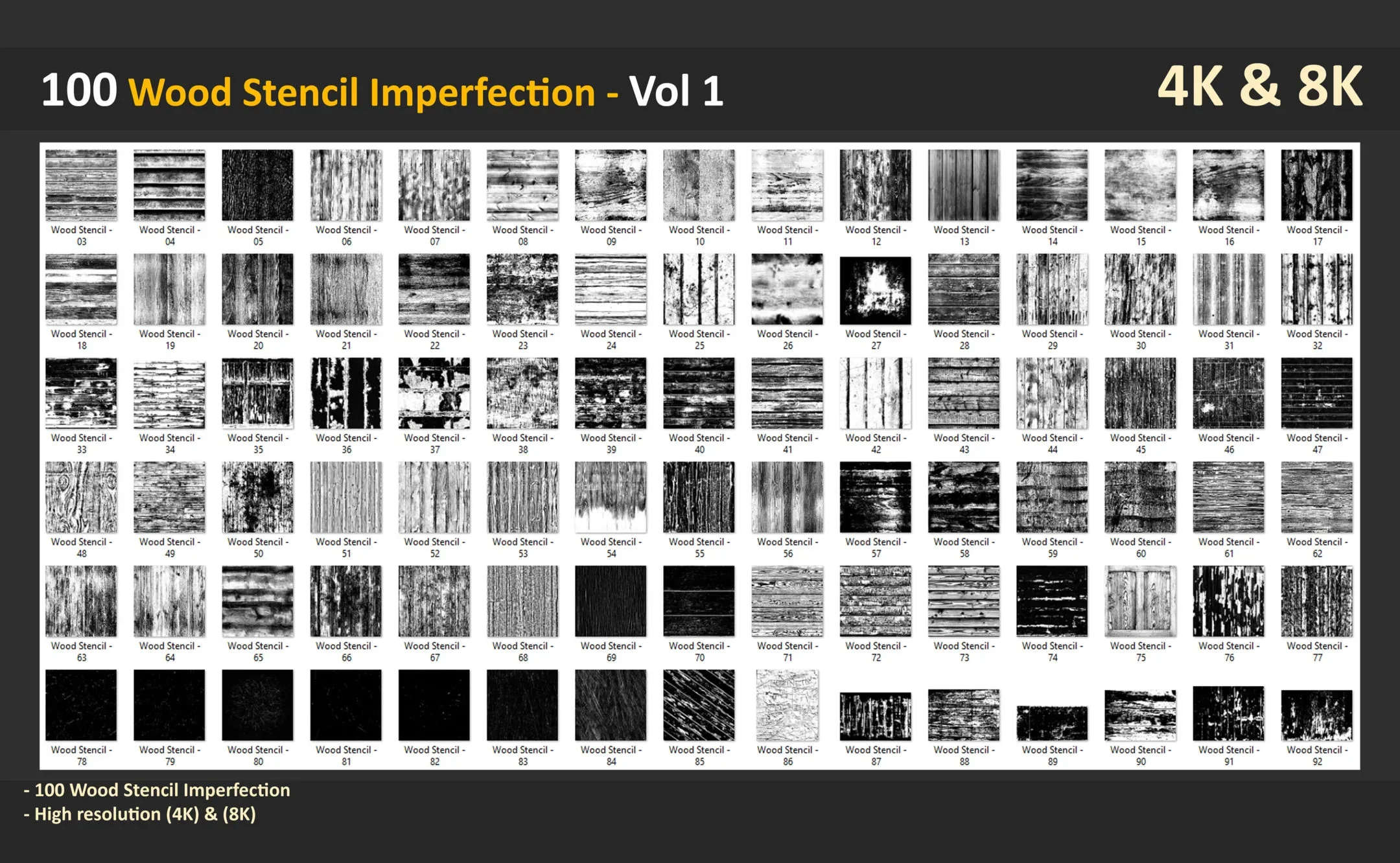 100 Wood Stencil Imperfection - Vol 1