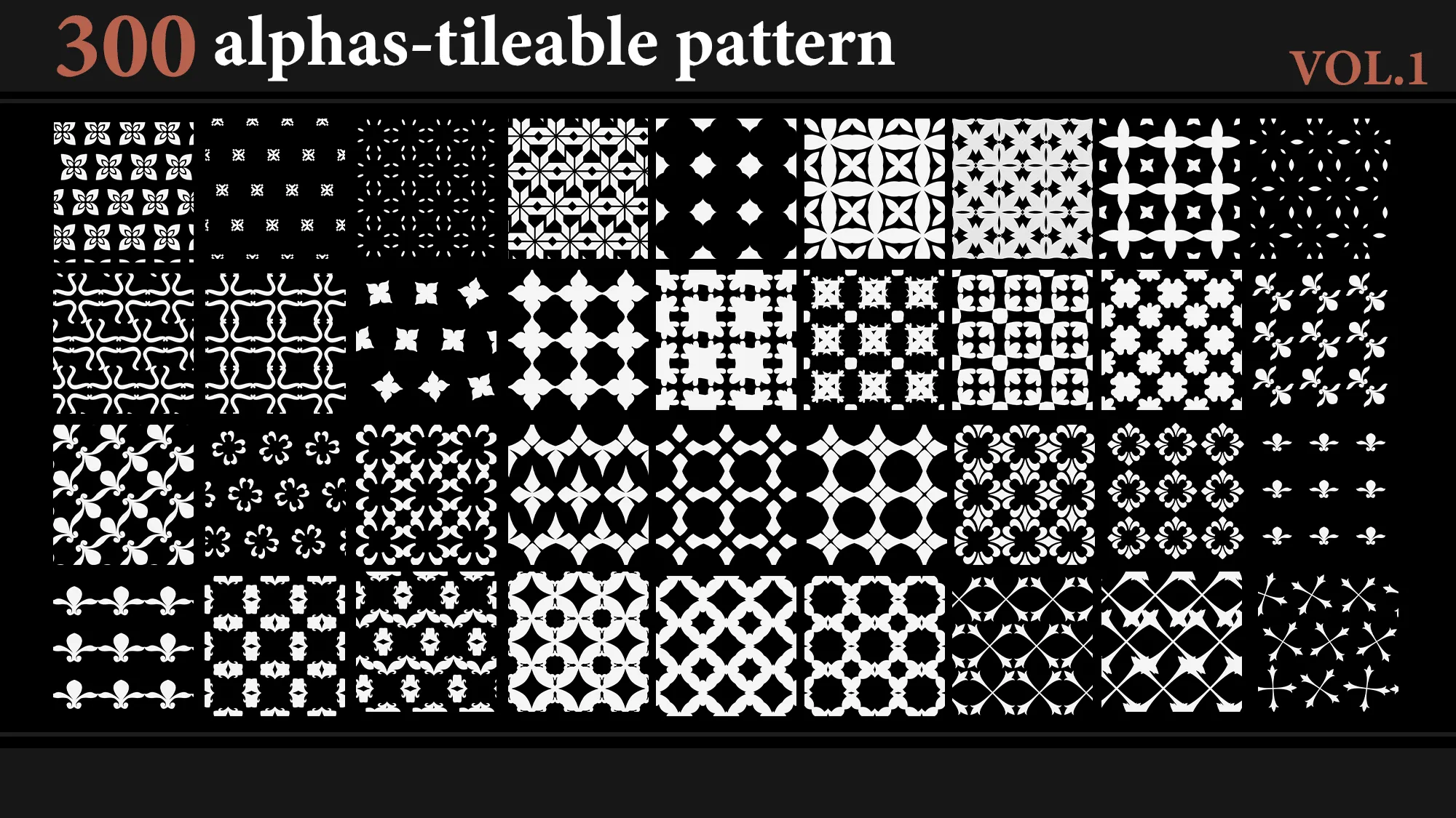 300 Alphas-Tileable Patterns-Vol1