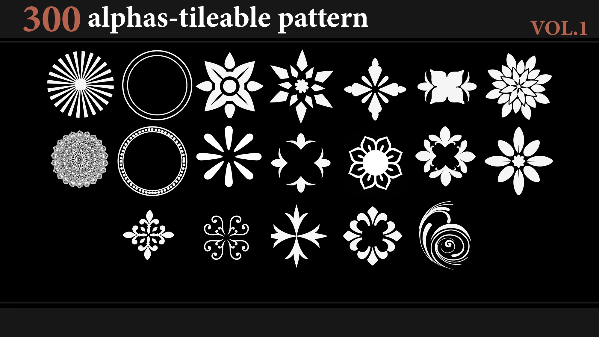 300 Alphas-Tileable Patterns-Vol1