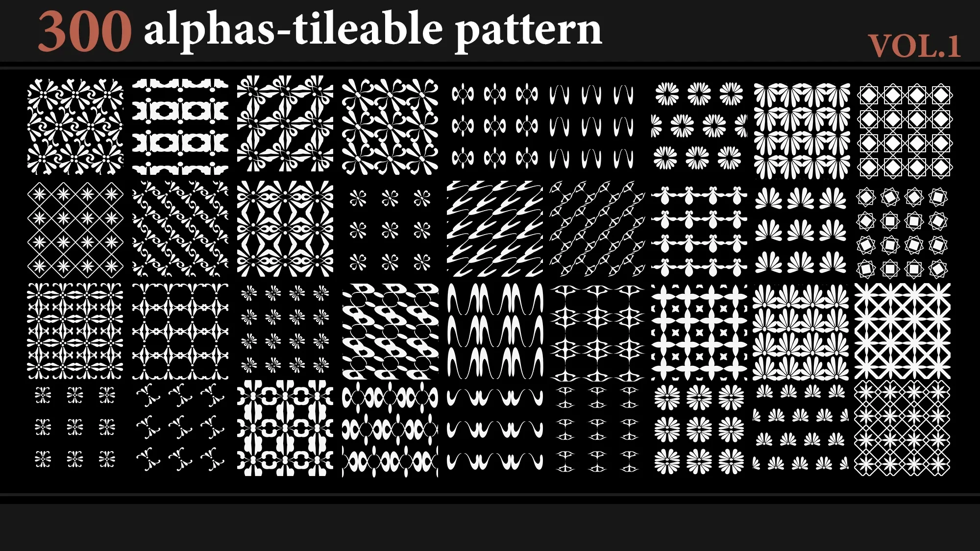 300 Alphas-Tileable Patterns-Vol1