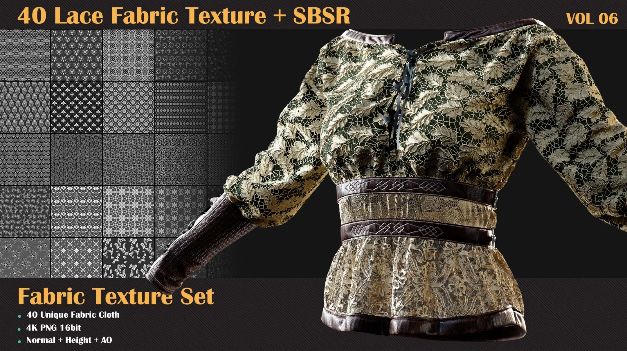 40 Lace Fabric Texture + SBSR - VOL 06