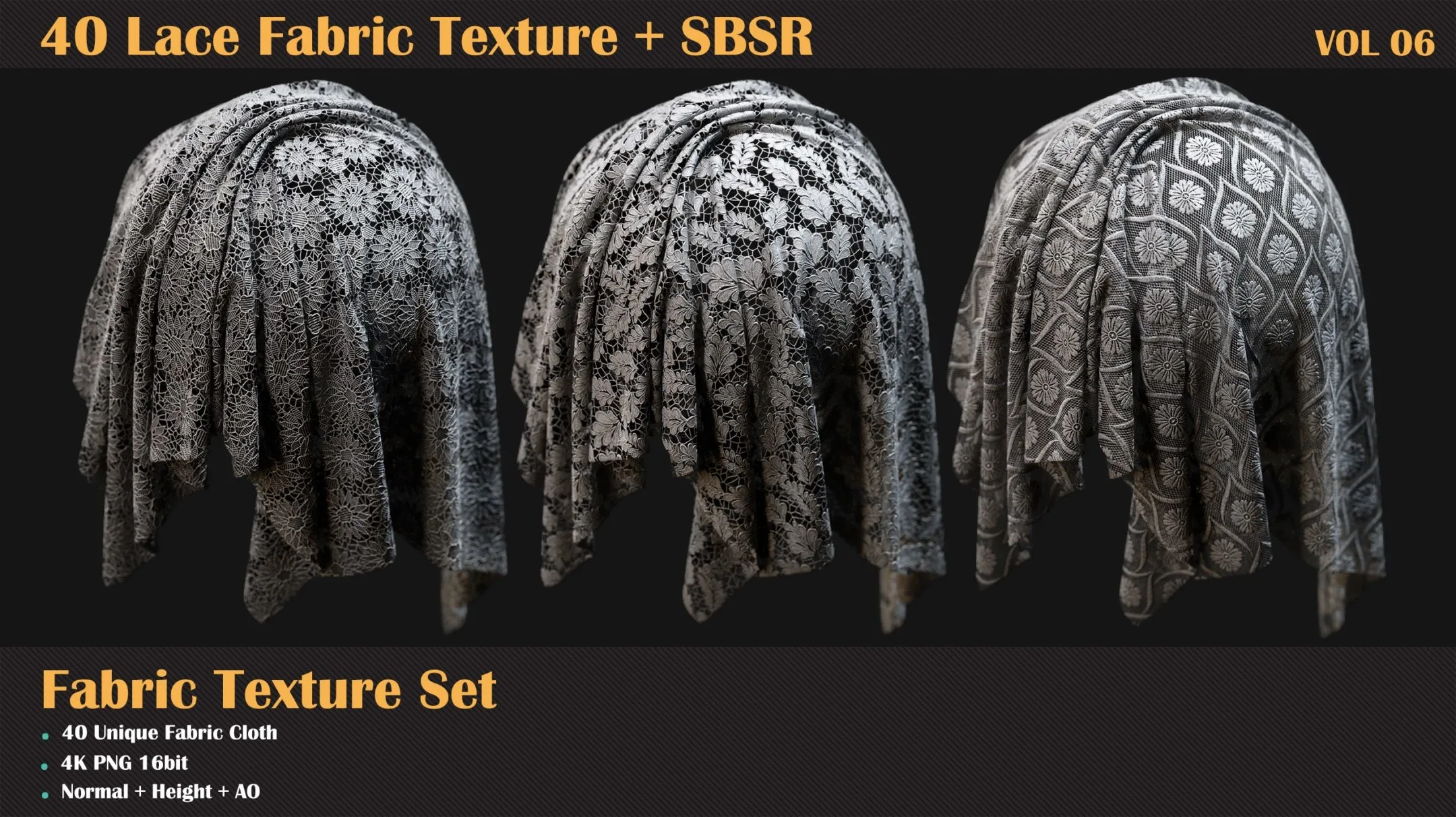 40 Lace Fabric Texture + SBSR - VOL 06