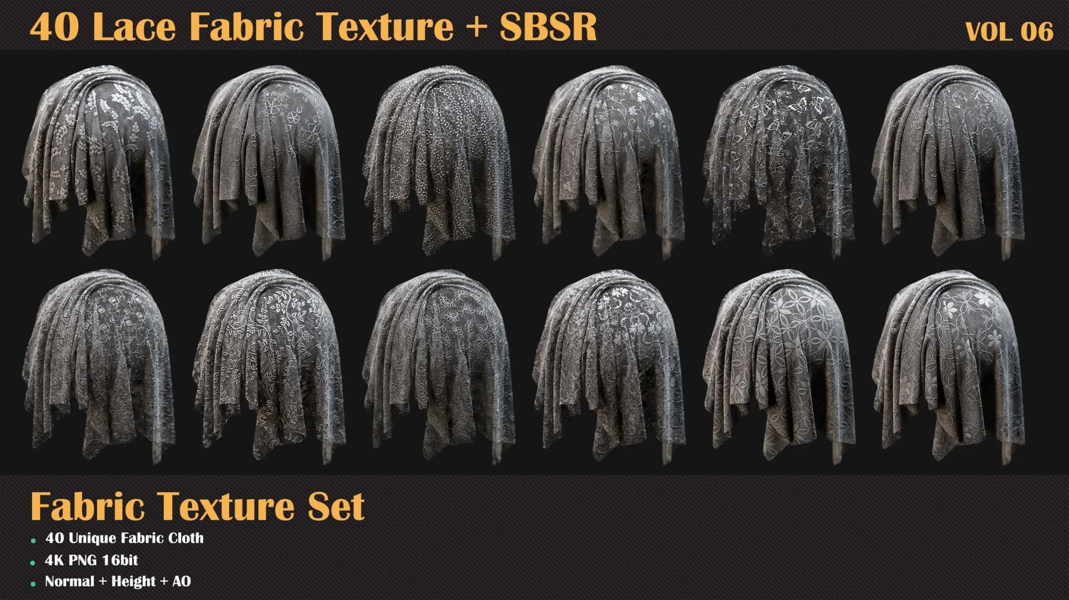 40 Lace Fabric Texture + SBSR - VOL 06