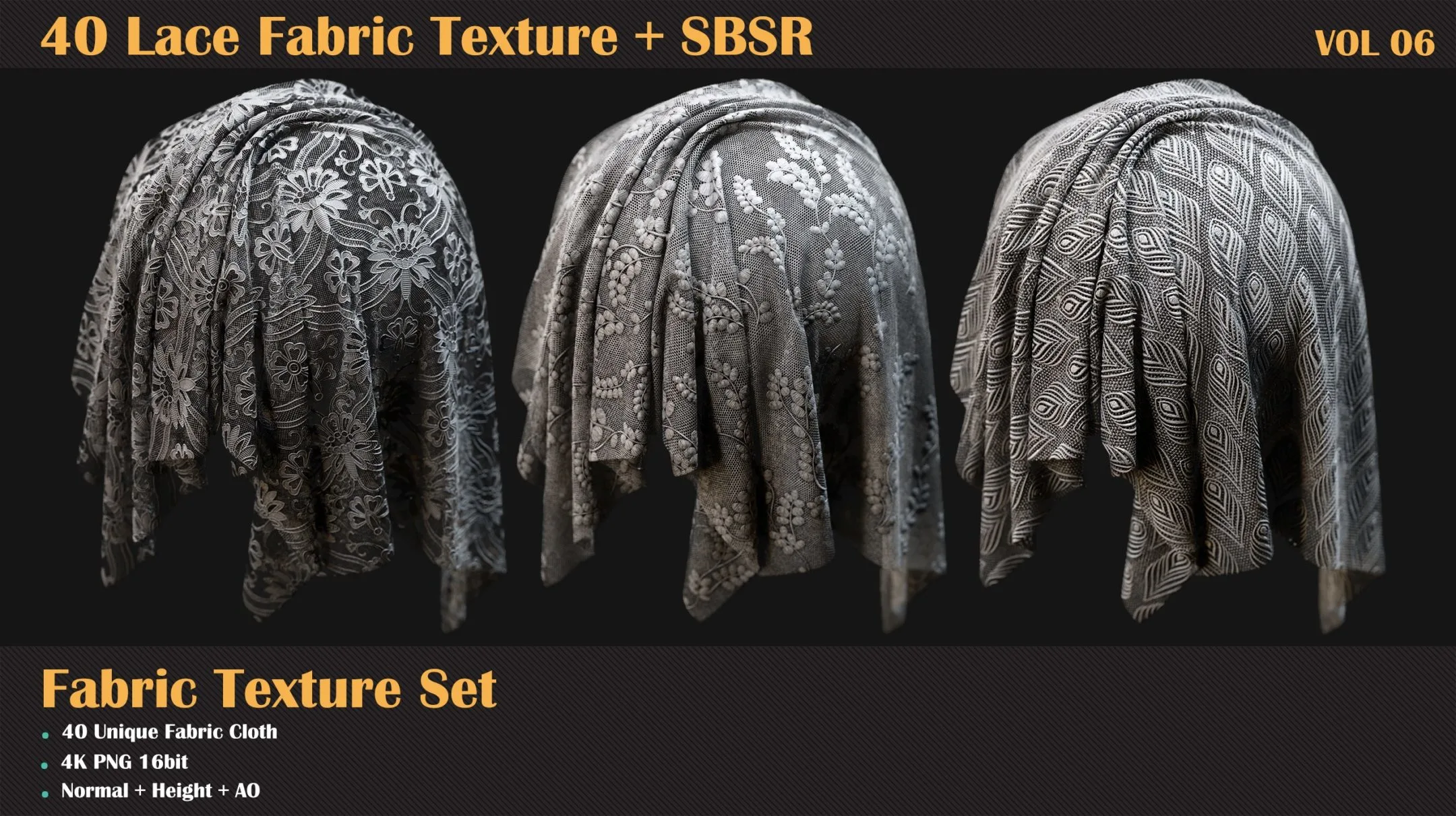 40 Lace Fabric Texture + SBSR - VOL 06