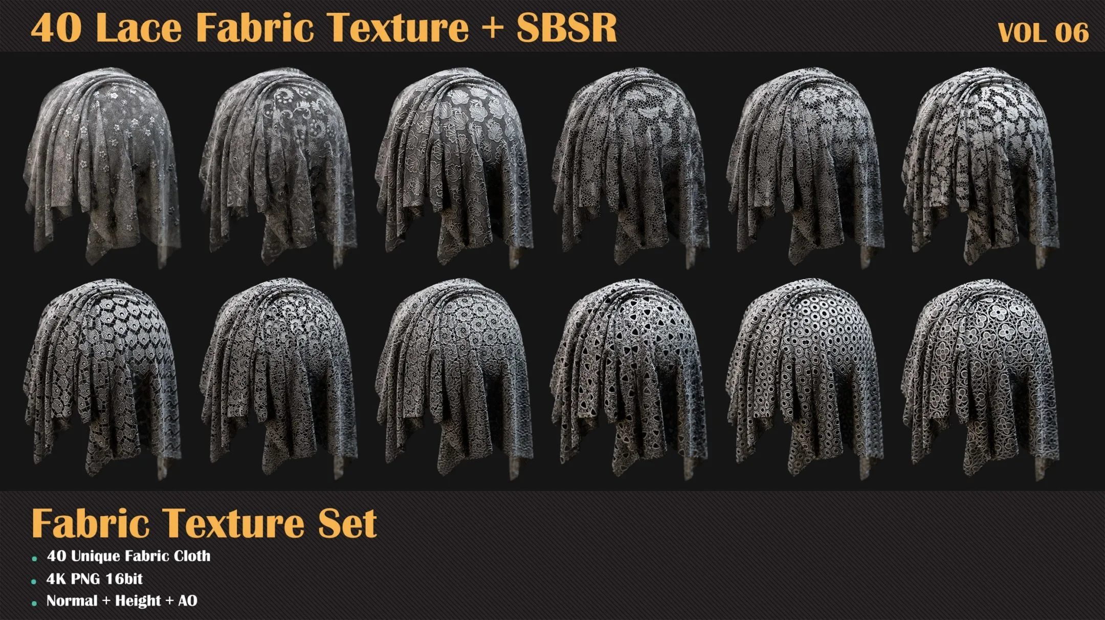 40 Lace Fabric Texture + SBSR - VOL 06