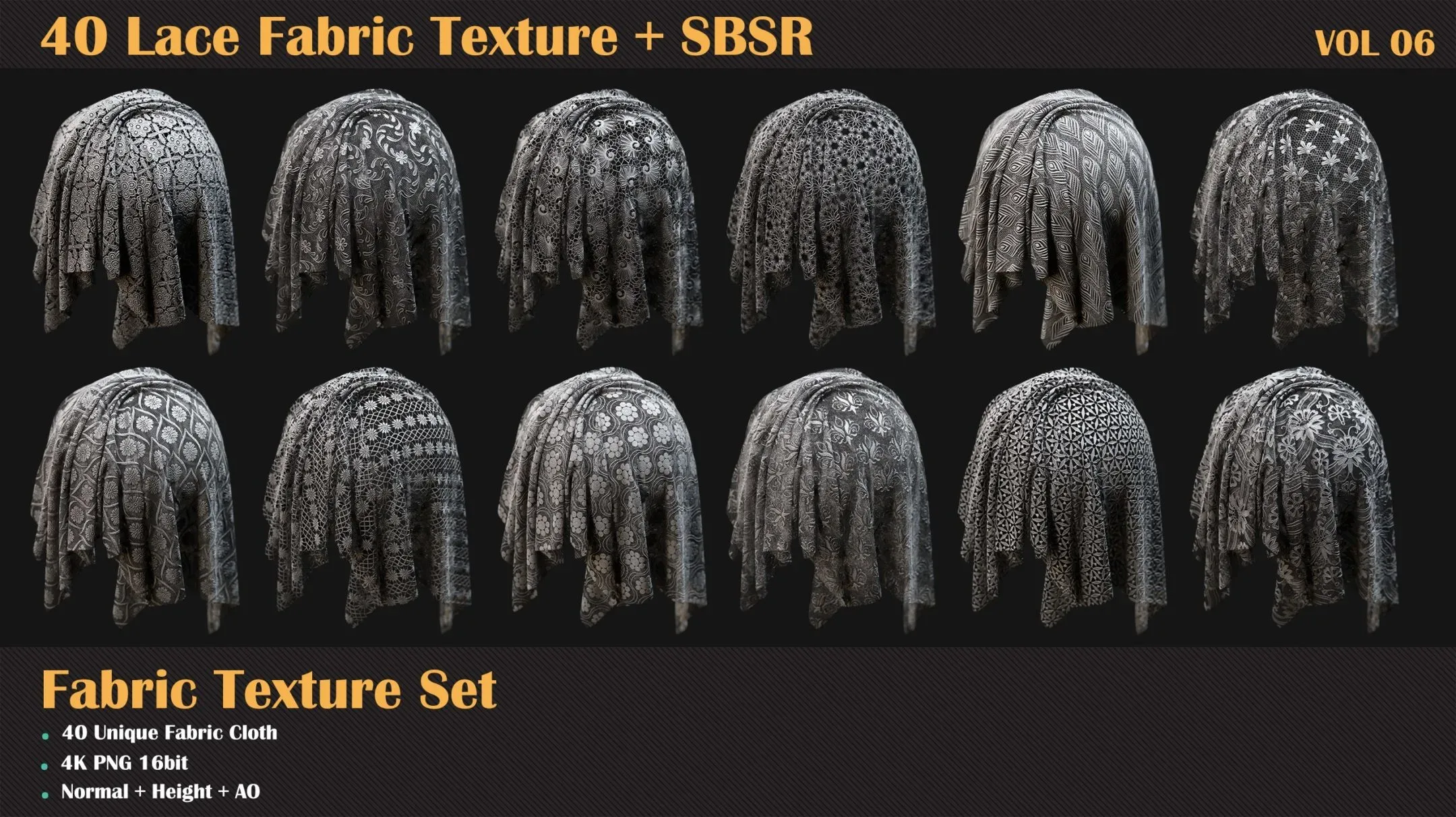 40 Lace Fabric Texture + SBSR - VOL 06