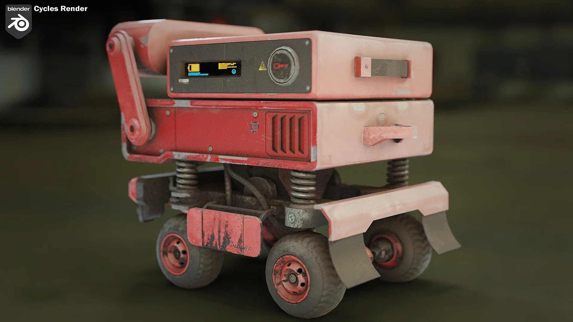 Cute sci-fi planet rover with PBR materials and a custom rig Low-poly 3D model