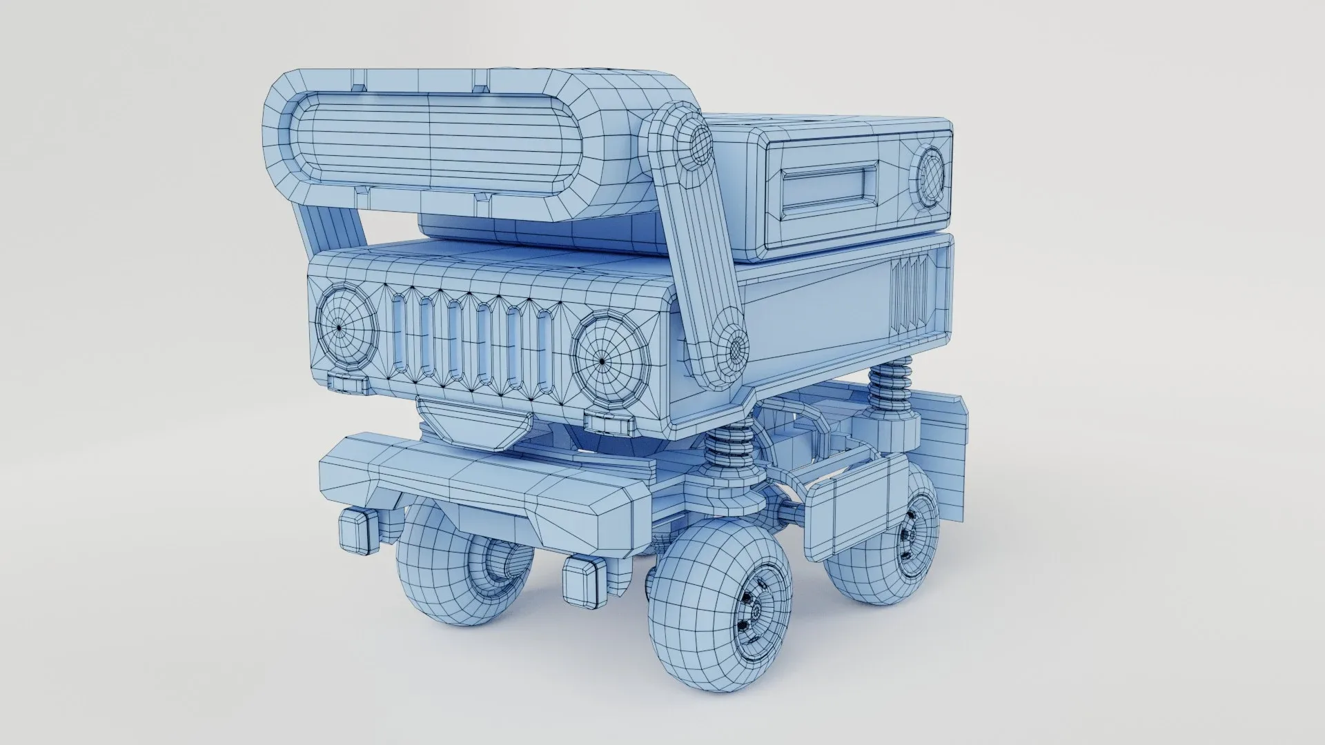 Cute sci-fi planet rover with PBR materials and a custom rig Low-poly 3D model