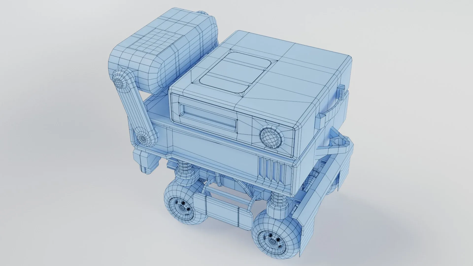 Cute sci-fi planet rover with PBR materials and a custom rig Low-poly 3D model