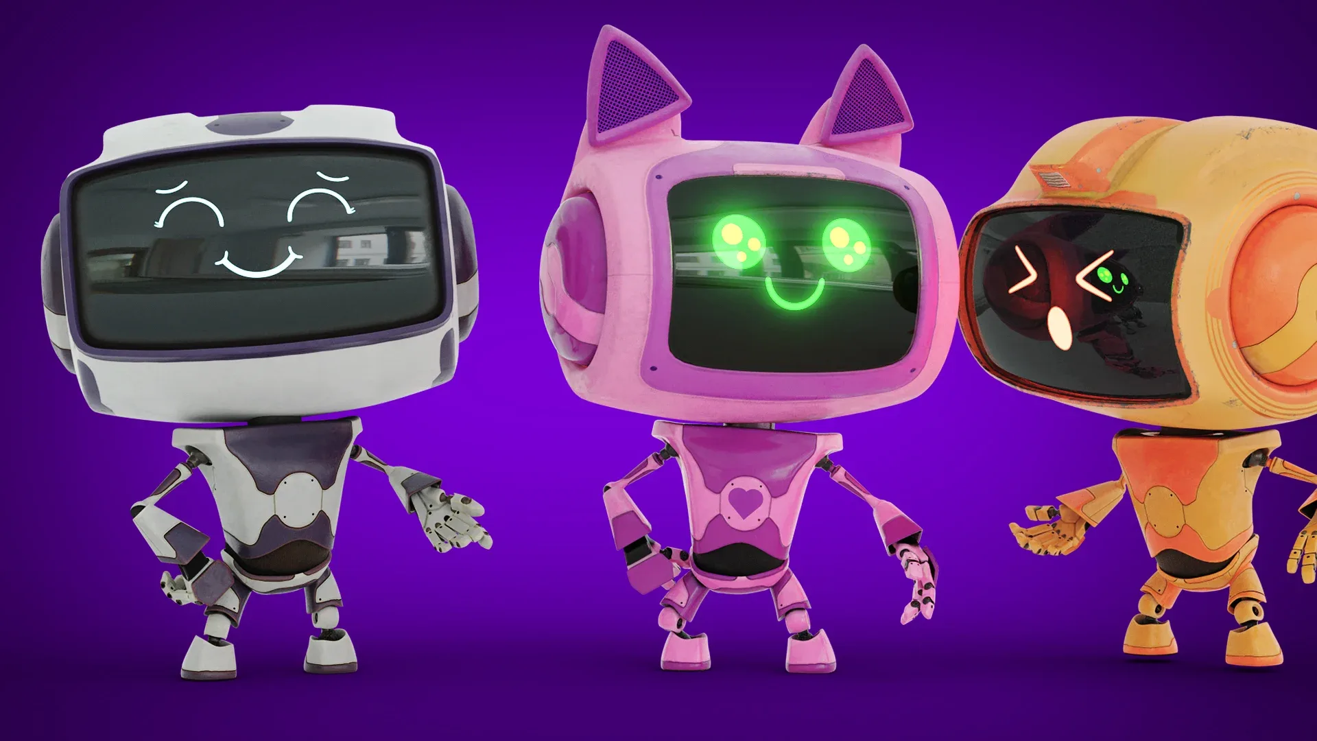 itchen Robots - Cute Robots collection Rigged and Animated Low-poly 3D model