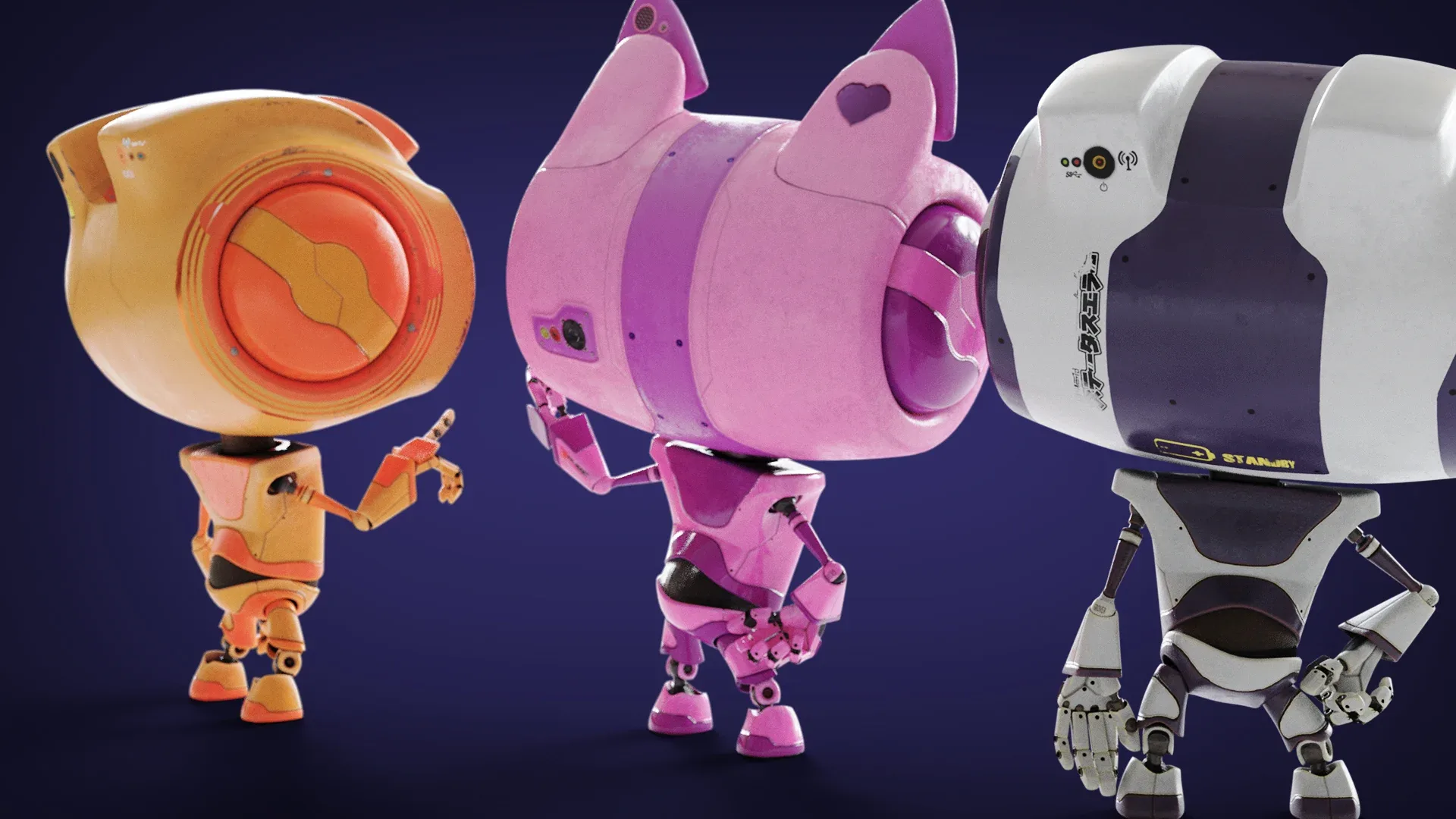 itchen Robots - Cute Robots collection Rigged and Animated Low-poly 3D model