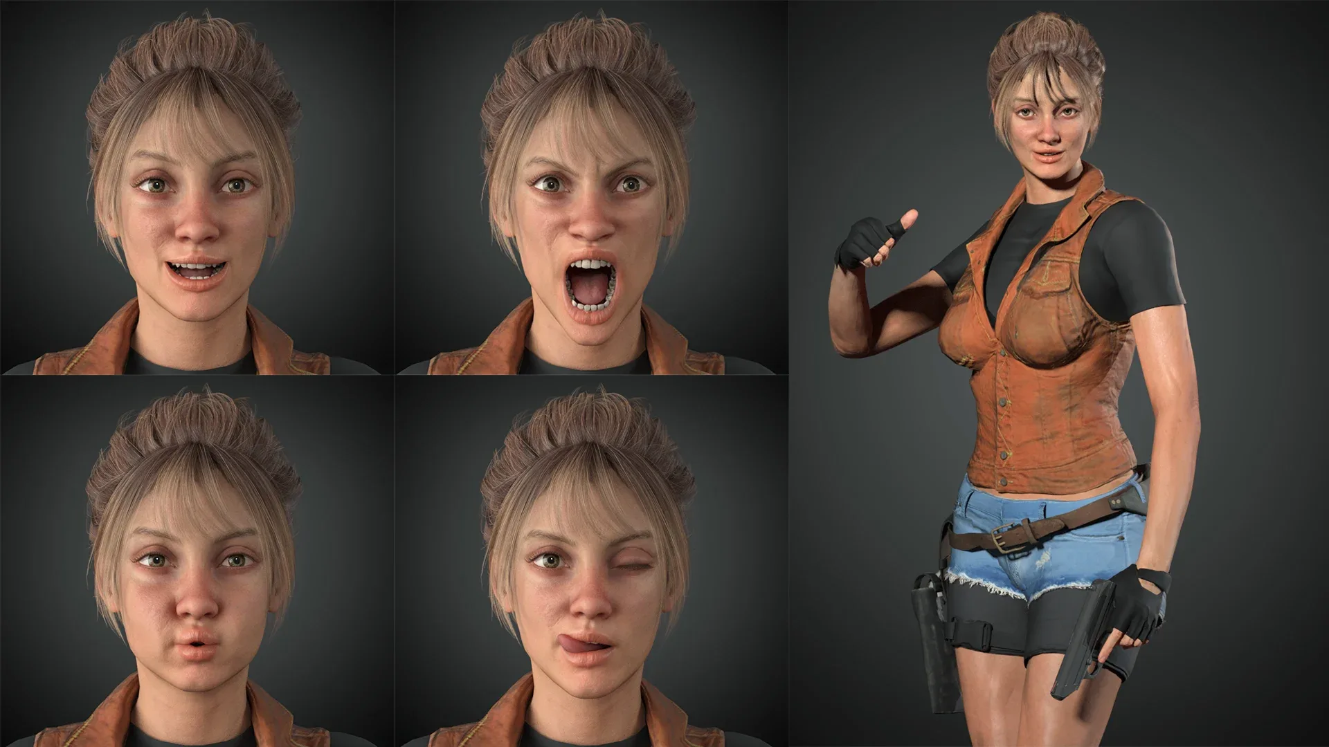 Realistic women modular character female f1