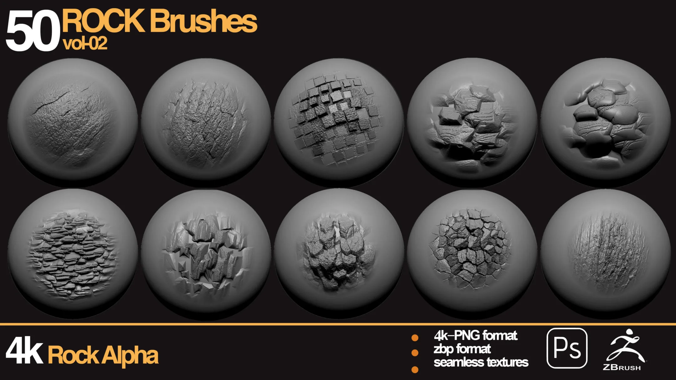 50 ROCK ALPHA BRUSHES vol 02