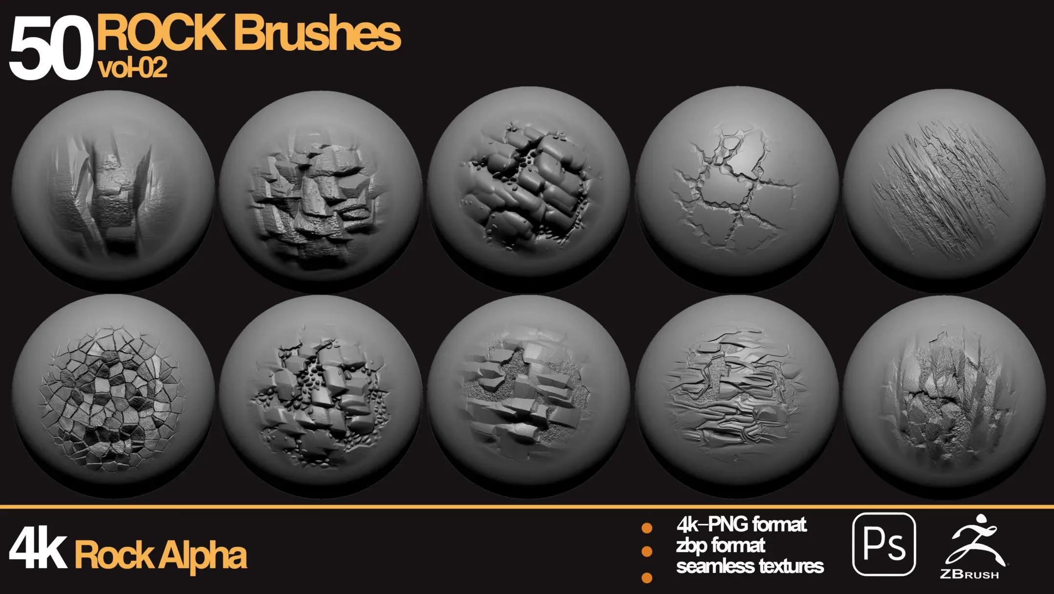 50 ROCK ALPHA BRUSHES vol 02